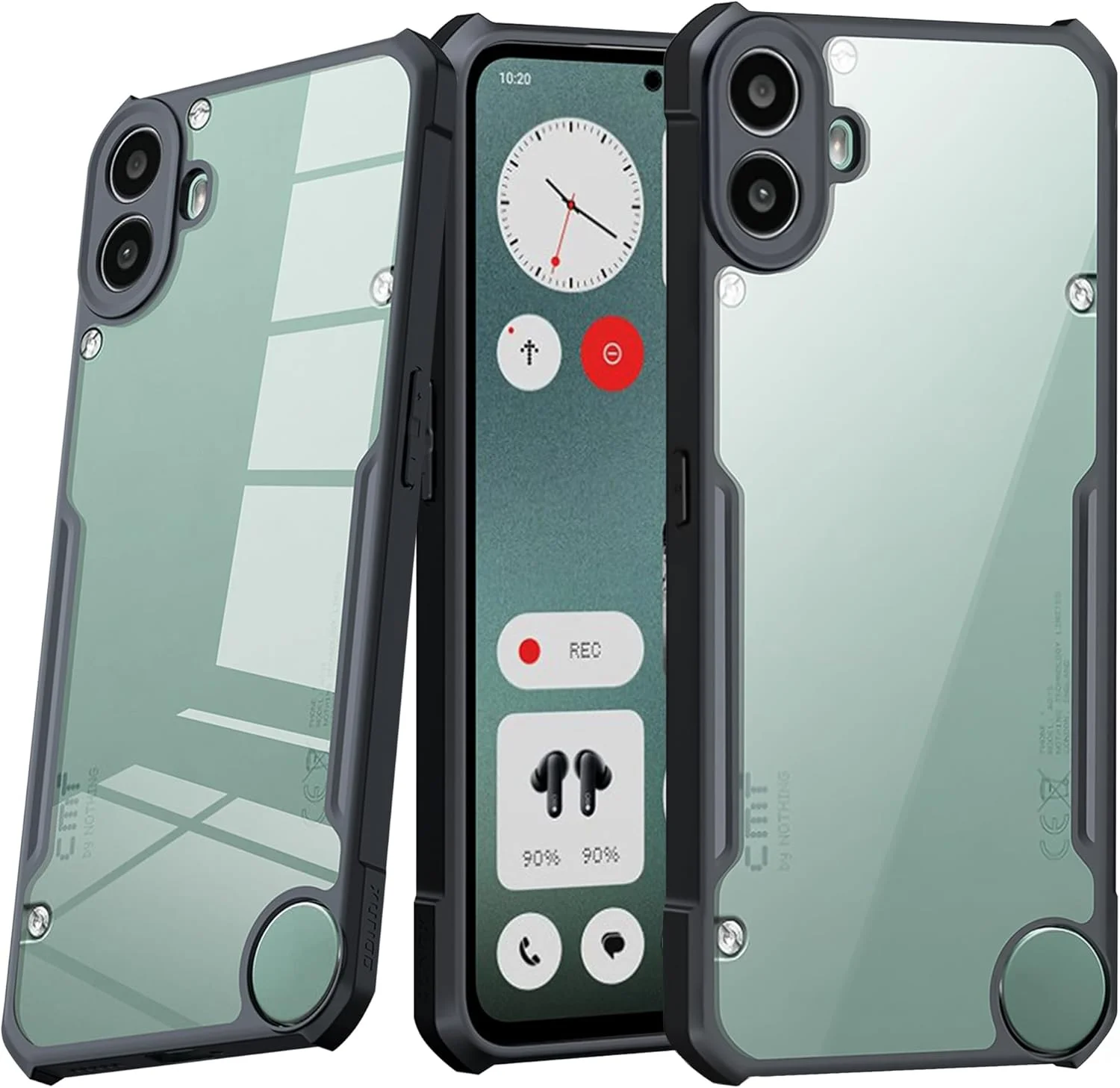 کاور محافظ شفاف Guizzcg برای گوشی Nothing CMF Phone 1، کاور فوق‌العاده نازک، بامپر TPU نرم + پشت شفاف اکریلیک، دارای ایربگ‌های درجه نظامی، مقاوم در برابر ضربه و سقوط، مشکی