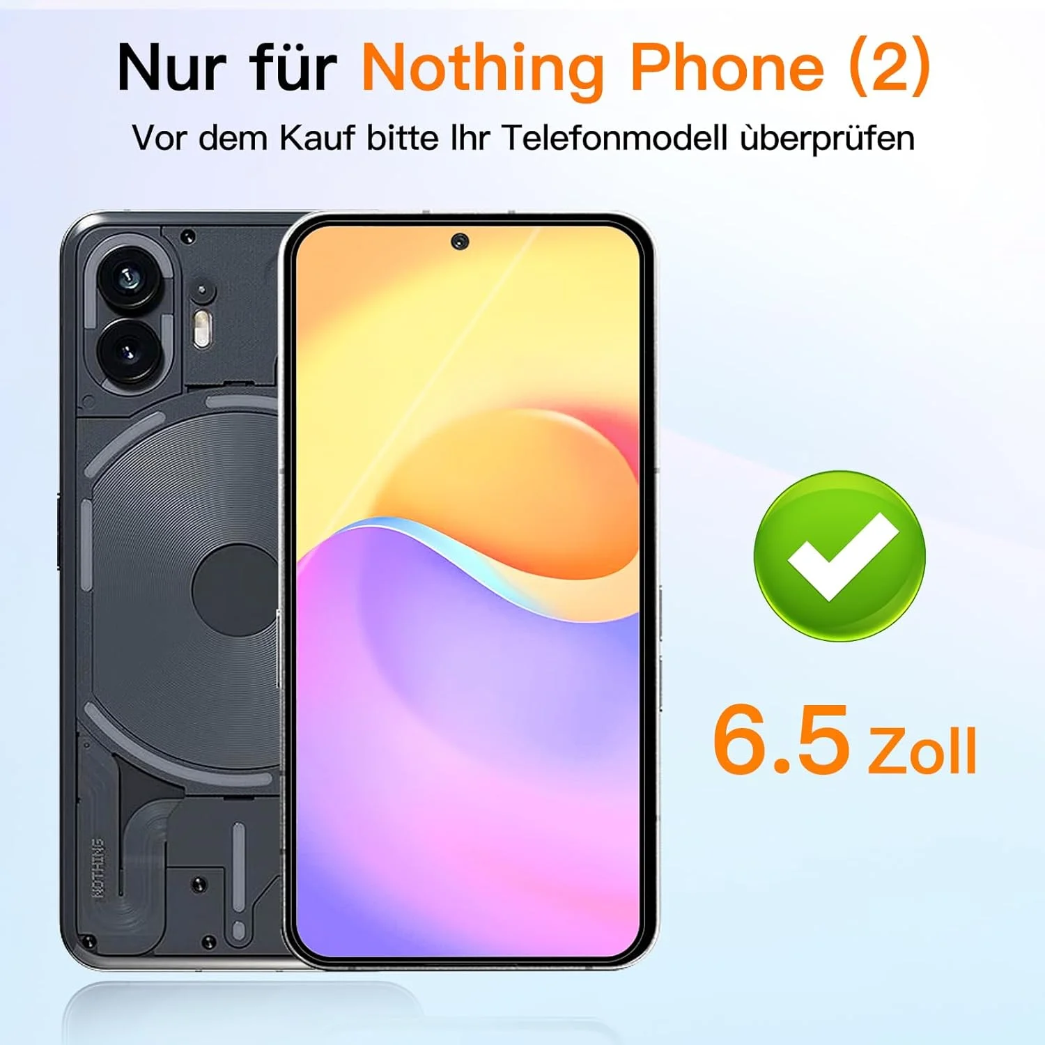 محافظ صفحه نمایش شیشه ای حرارت دیده VideoSecu، بسته 2 عددی، برای گوشی ناتینگ فون (2)، محافظ صفحه نمایش شیشه ای حرارت دیده با سختی 9H، بدون حباب، HD - دقت لمسی 100٪، مقاوم در برابر خراش