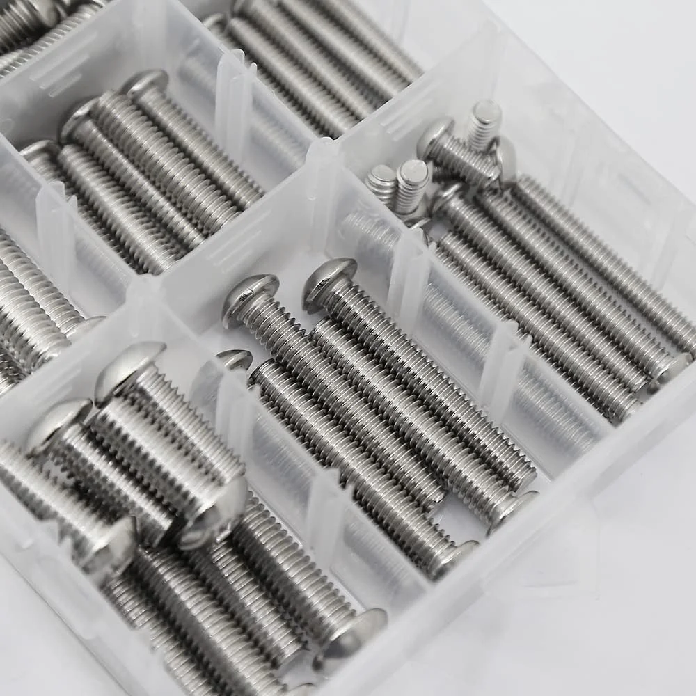 مجموعه پیچ و مهره و واشر سر دکمه ای YEEZET شامل 204 قطعه، استیل ضد زنگ 304 (18-8)، شامل 10 سایز رایج (1/4-20, 5/16-18, 3/8-16)