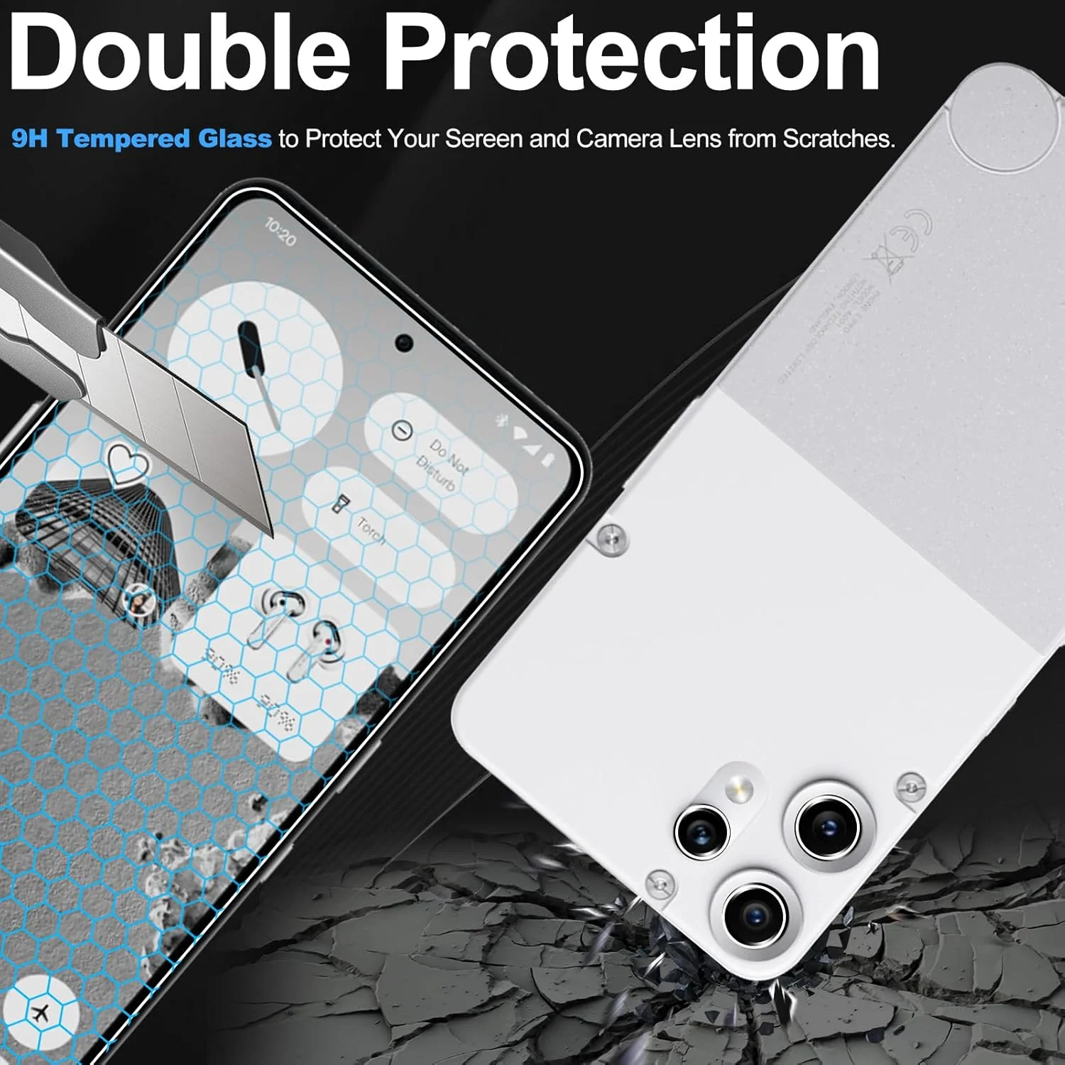 محافظ صفحه نمایش شیشه ای حرارت دیده Bihizei برای گوشی ناتینگ CMF Phone 2 Pro، شامل 2 عدد محافظ صفحه و 2 عدد محافظ لنز دوربین پشتی، سختی 9H، ضد خش، HD