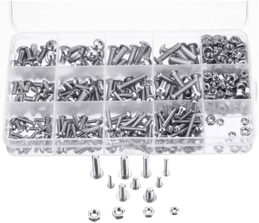 مجموعه پیچ و مهره 500 عددی NUZAMAS M3 M4 M5 استیل ضد زنگ 304، سر دکمه ای، پیچ های سوکت شش گوش، مجموعه اتصالات، به همراه آچار مجموعه پیچ و مهره 500 عددی NUZAMAS M3 M4 M5 استیل ضد زنگ 304، سر دکمه ای، پیچ های سوکت شش گوش، مجموعه اتصالات، به همراه آچار