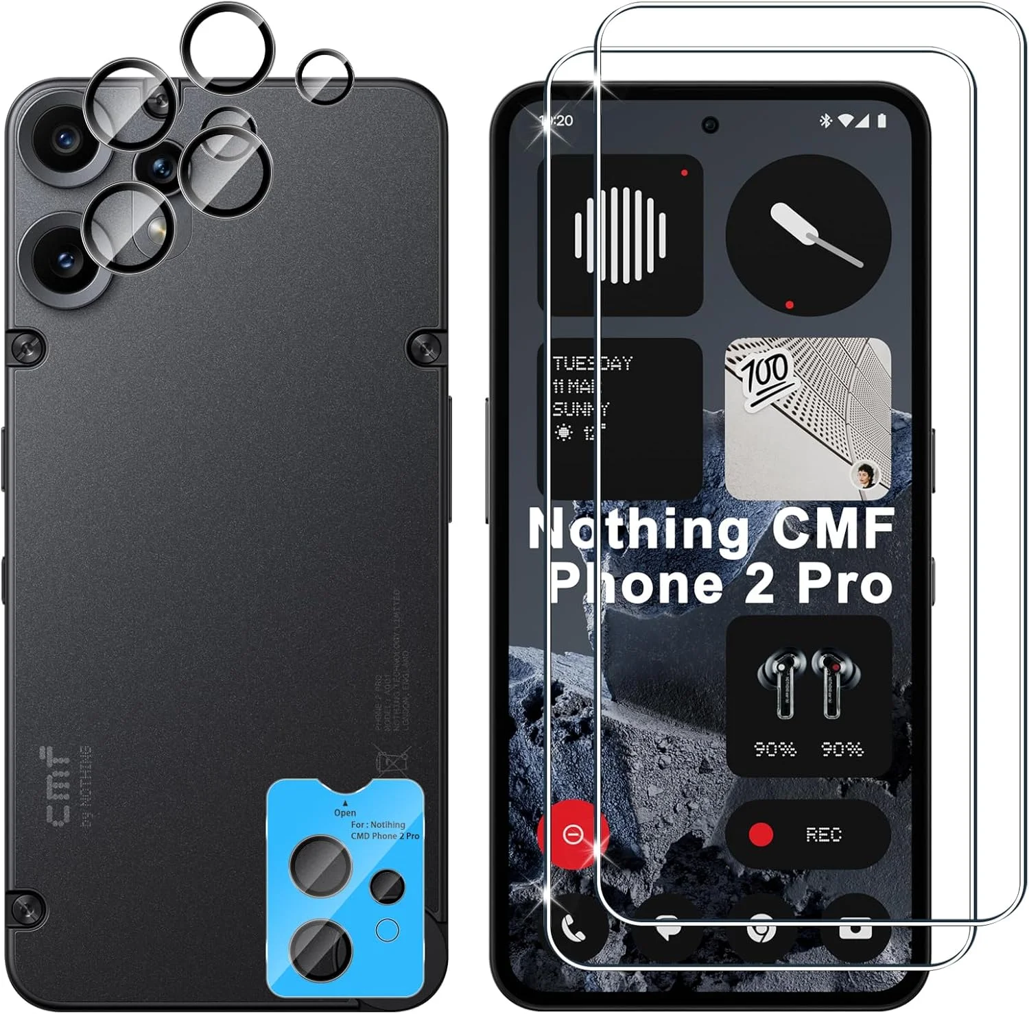 محافظ صفحه نمایش شیشه ای Lutree برای Nothing CMF Phone 2 Pro، 2 + 2 تکه شیشه محافظ + فیلم محافظ دوربین، محافظ صفحه نمایش HD با سختی 9H، بدون حباب، ضد خش محافظ صفحه نمایش شیشه ای Lutree برای Nothing CMF Phone 2 Pro، 2 + 2 تکه شیشه محافظ + فیلم محافظ دوربین، محافظ صفحه نمایش HD با سختی 9H، بدون حباب، ضد خش