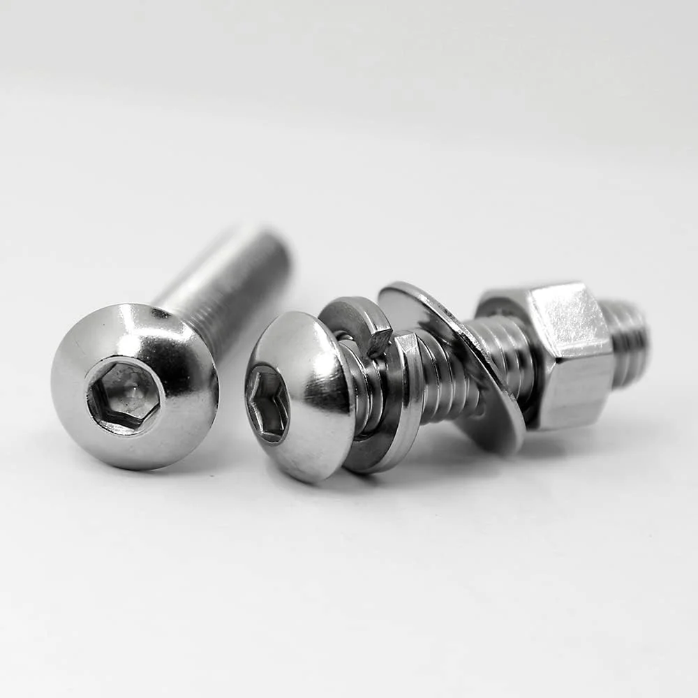 مجموعه پیچ و مهره و واشر سر دکمه ای YEEZET شامل 204 قطعه، استیل ضد زنگ 304 (18-8)، شامل 10 سایز رایج (1/4-20, 5/16-18, 3/8-16)