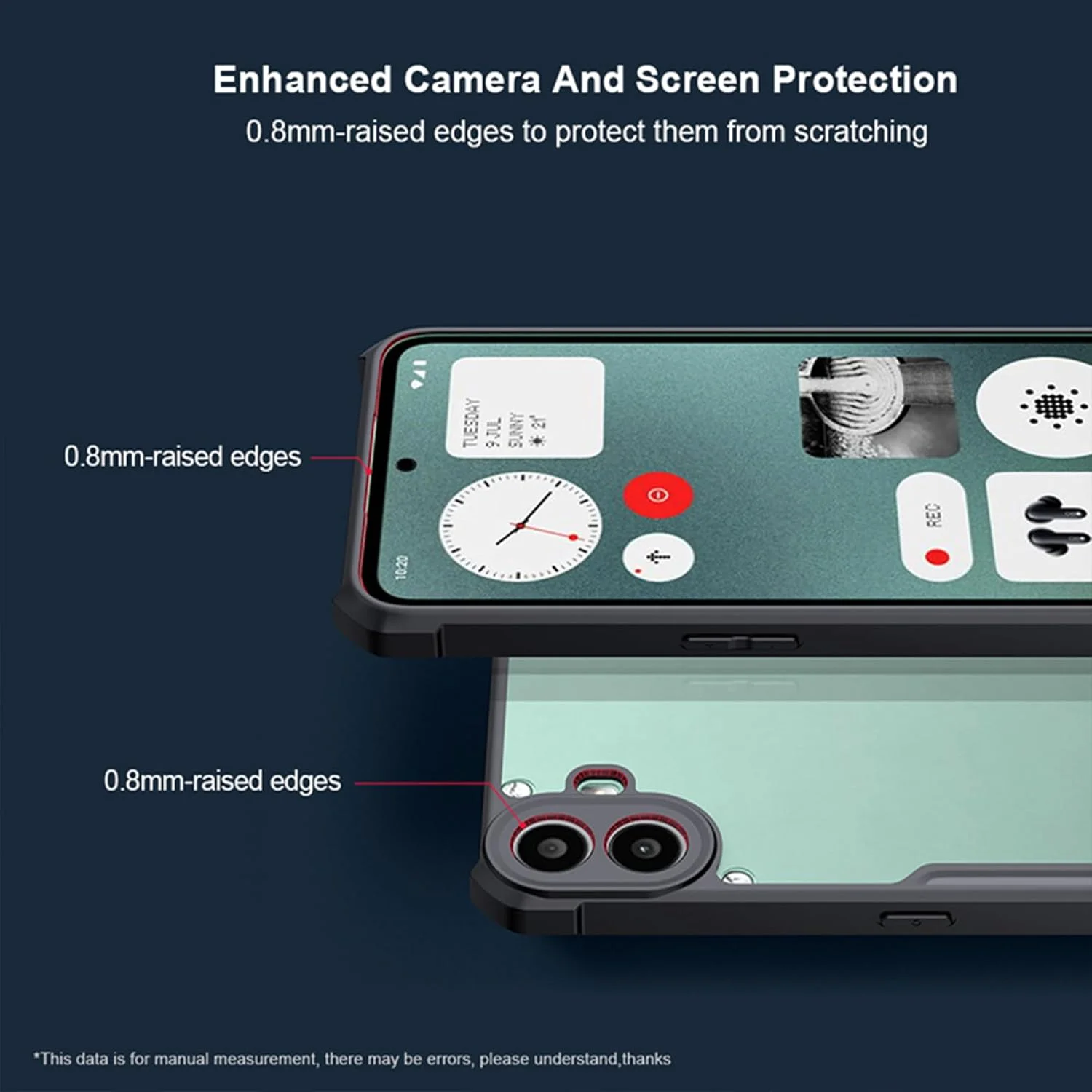 کاور محافظ شفاف Guizzcg برای گوشی Nothing CMF Phone 1، کاور فوق‌العاده نازک، بامپر TPU نرم + پشت شفاف اکریلیک، دارای ایربگ‌های درجه نظامی، مقاوم در برابر ضربه و سقوط، مشکی
