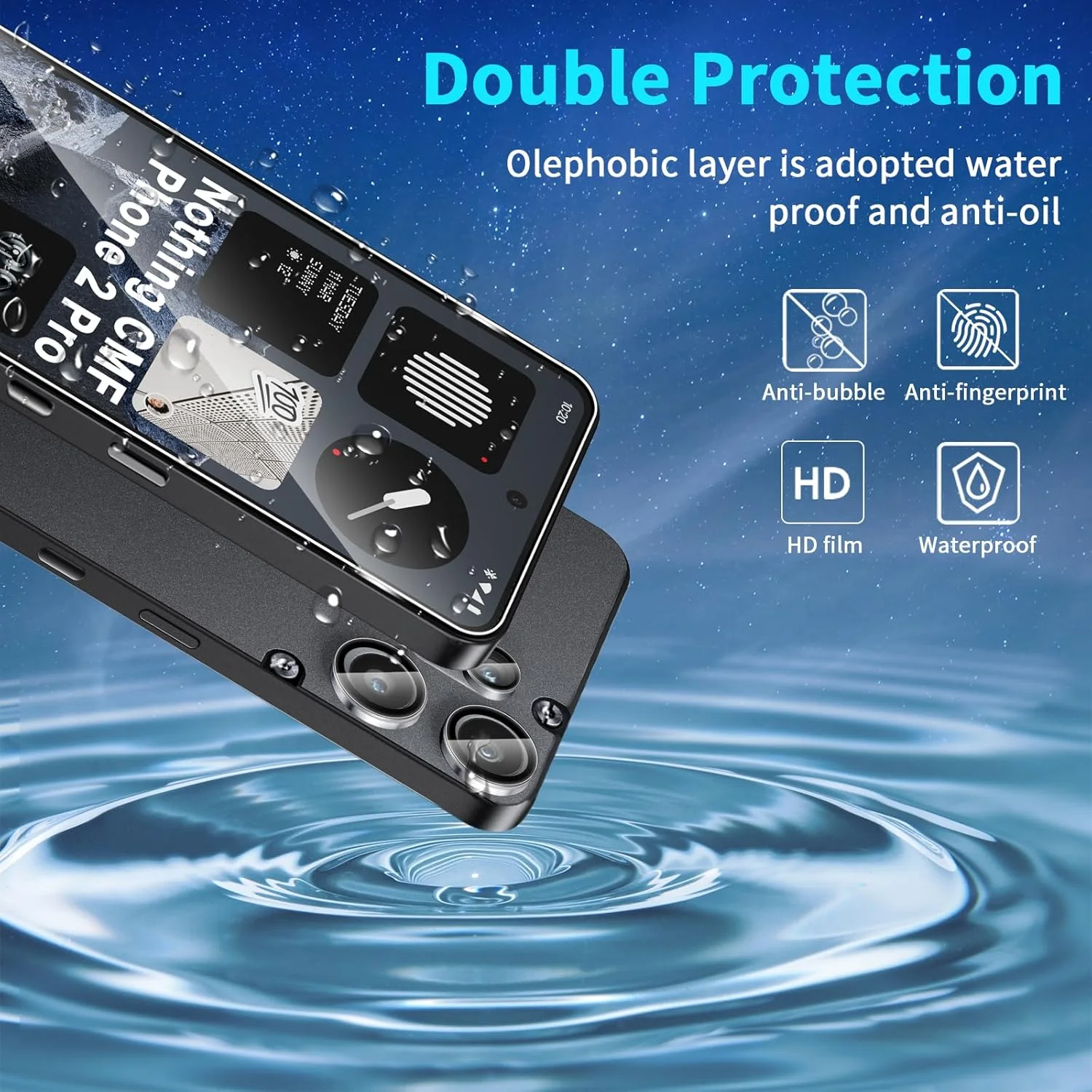 محافظ صفحه نمایش شیشه ای Lutree برای Nothing CMF Phone 2 Pro، 2 + 2 تکه شیشه محافظ + فیلم محافظ دوربین، محافظ صفحه نمایش HD با سختی 9H، بدون حباب، ضد خش