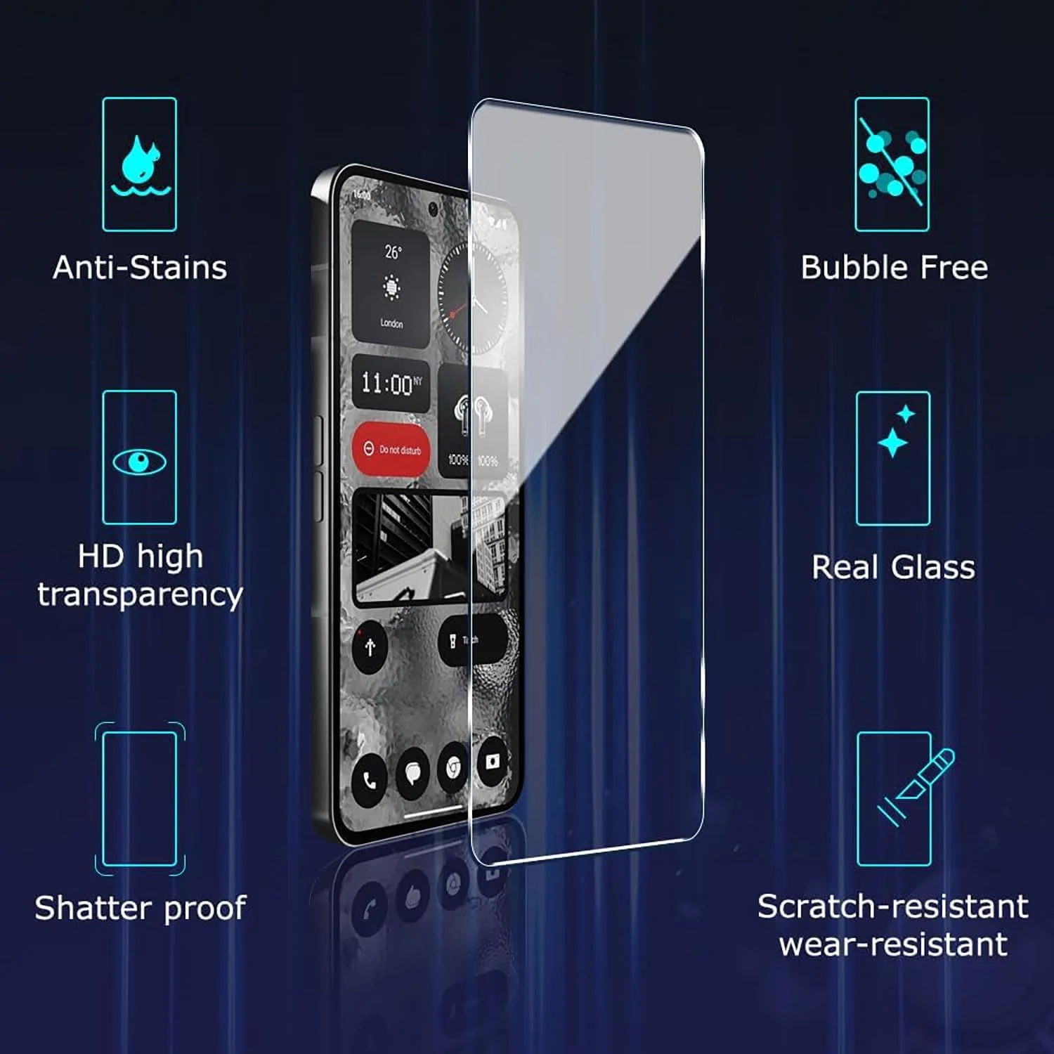کاور گوشی پاچن (1+2 عددی) سازگار با کاور گوشی ناتینگ فون 2A و (2 عددی) محافظ صفحه نمایش شیشه ای تمپرد، کاور نرم و شفاف TPU (مشکی) (مشکی)