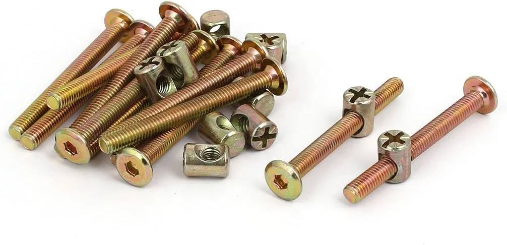 پیچ و مهره اتصال مبلمان سر گرد M6x60mm با سوکت شش گوش، 12 ست