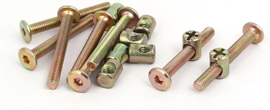 Aexit پیچ و مهره اتصال مبلمان با سر گرد و سوکت شش گوش M6x50mm به همراه مهره، 8 ست