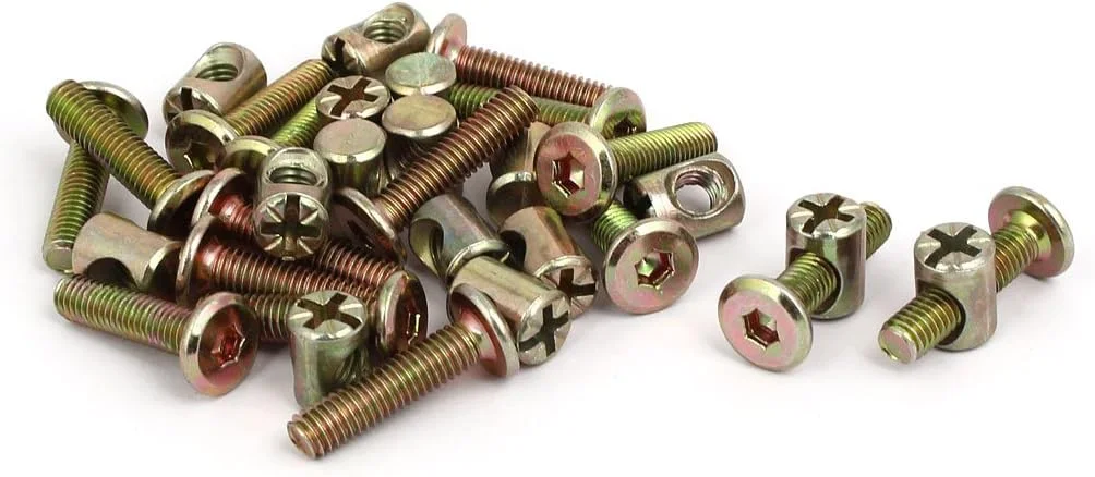 Aexit پیچ و مهره اتصال مبلمان با سر گرد و سوکت شش گوش M6x25mm به همراه مهره، 16 ست