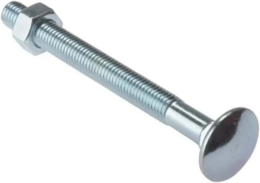 پیچ و مهره کالسکه ای Merriway BH04826 (10 عددی) با مهره، M6 x 100 میلی متر (1/4 اینچ x 4 اینچ)، روکش گالوانیزه - بسته 10 عددی