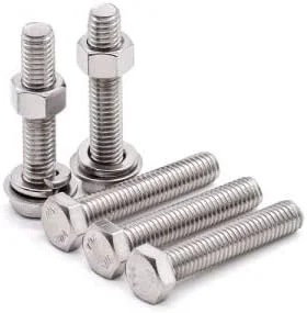 گلوانر 6 ست پیچ و مهره شش گوش استیل ضد زنگ 3/8-16 x 4 اینچ به همراه مهره های شش گوش، واشرهای تخت و واشرهای فنری قفلی، فولاد ضد زنگ 304، پوشش کامل رزوه 18-8، رزوه درشت