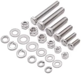گلوانر 6 ست پیچ و مهره شش گوش استیل ضد زنگ 3/8-16 x 4 اینچ به همراه مهره های شش گوش، واشرهای تخت و واشرهای فنری قفلی، فولاد ضد زنگ 304، پوشش کامل رزوه 18-8، رزوه درشت