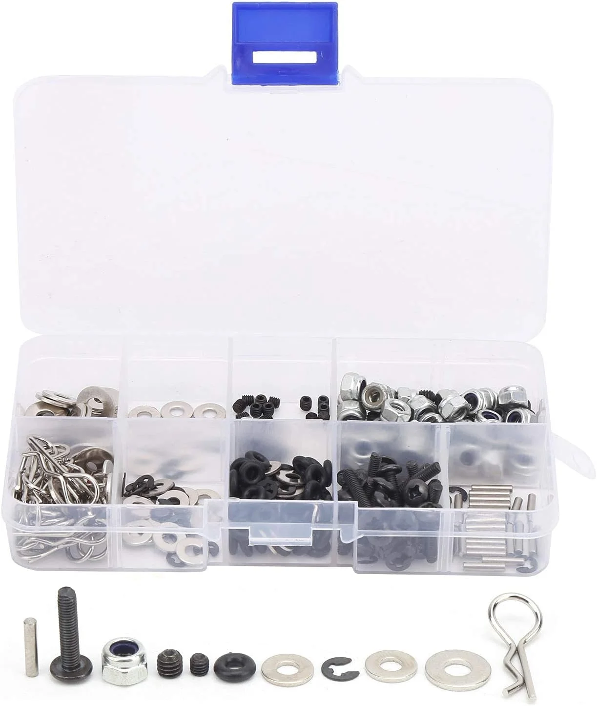 کیت پیچ RC KAKK 340PCS مهره ها پیچ و مهره واشر سخت افزار بست ابزار تعمیر RC مناسب برای ماشین RC HSP 1/10 کیت پیچ RC KAKK 340PCS مهره ها پیچ و مهره واشر سخت افزار بست ابزار تعمیر RC مناسب برای ماشین RC HSP 1/10