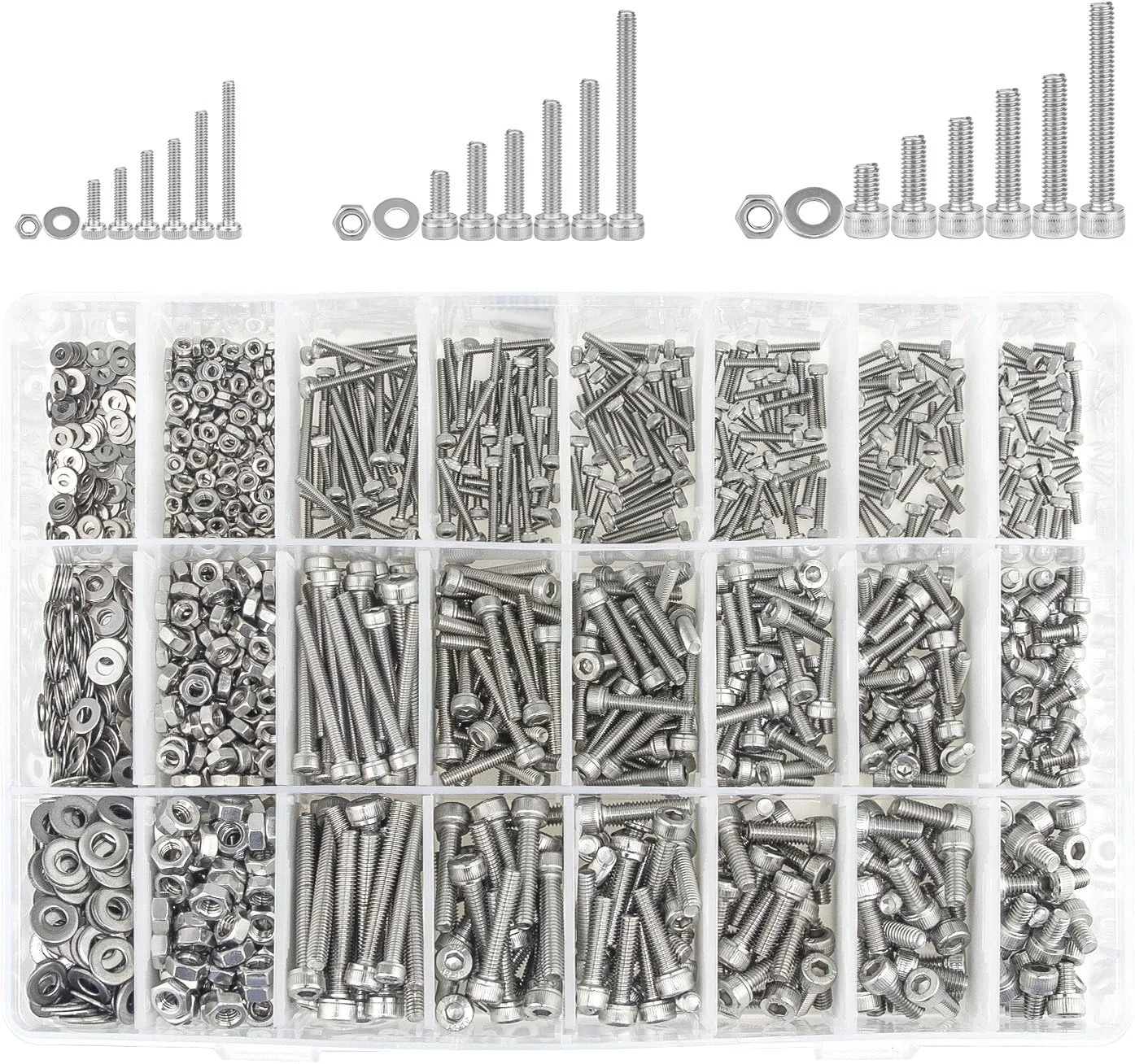 مجموعه 1200 عددی پیچ، مهره و واشر استیل ضد زنگ Sutemribor 304، شامل پیچهای آلن M2 M3 M4 با آچار آلن مجموعه 1200 عددی پیچ، مهره و واشر استیل ضد زنگ Sutemribor 304، شامل پیچهای آلن M2 M3 M4 با آچار آلن
