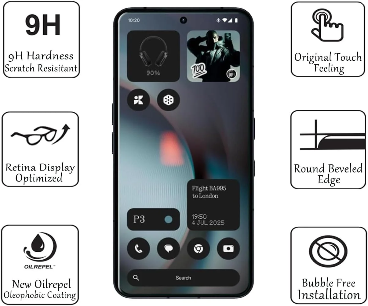 محافظ صفحه نمایش SALMERB برای Nothing Phone 3، پوشش کامل سه بعدی، ضد خش، شفافیت بالا، ضد اثر انگشت، بدون حباب، شیشه حرارت دیده ممتاز (3 عدد)