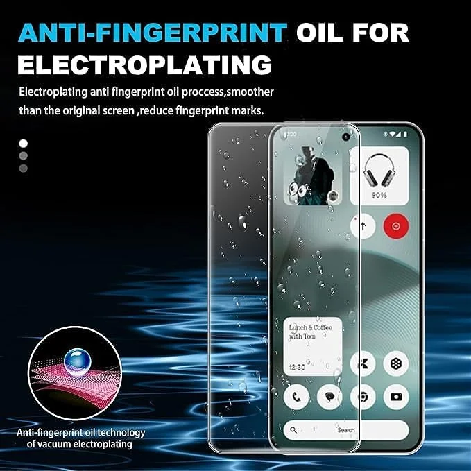 محافظ صفحه نمایش [بسته 3 عددی] Gruattreay سازگار با Nothing Phone (3) به همراه محافظ لنز دوربین، پوشش کامل فیلم شیشه ای حرارت دیده 9H، Ultra HD، ضد خش، بدون حباب