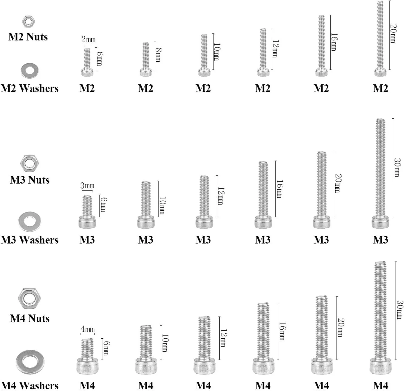 مجموعه 1200 عددی پیچ، مهره و واشر استیل ضد زنگ Sutemribor 304، شامل پیچهای آلن M2 M3 M4 با آچار آلن مجموعه 1200 عددی پیچ، مهره و واشر استیل ضد زنگ Sutemribor 304، شامل پیچهای آلن M2 M3 M4 با آچار آلن