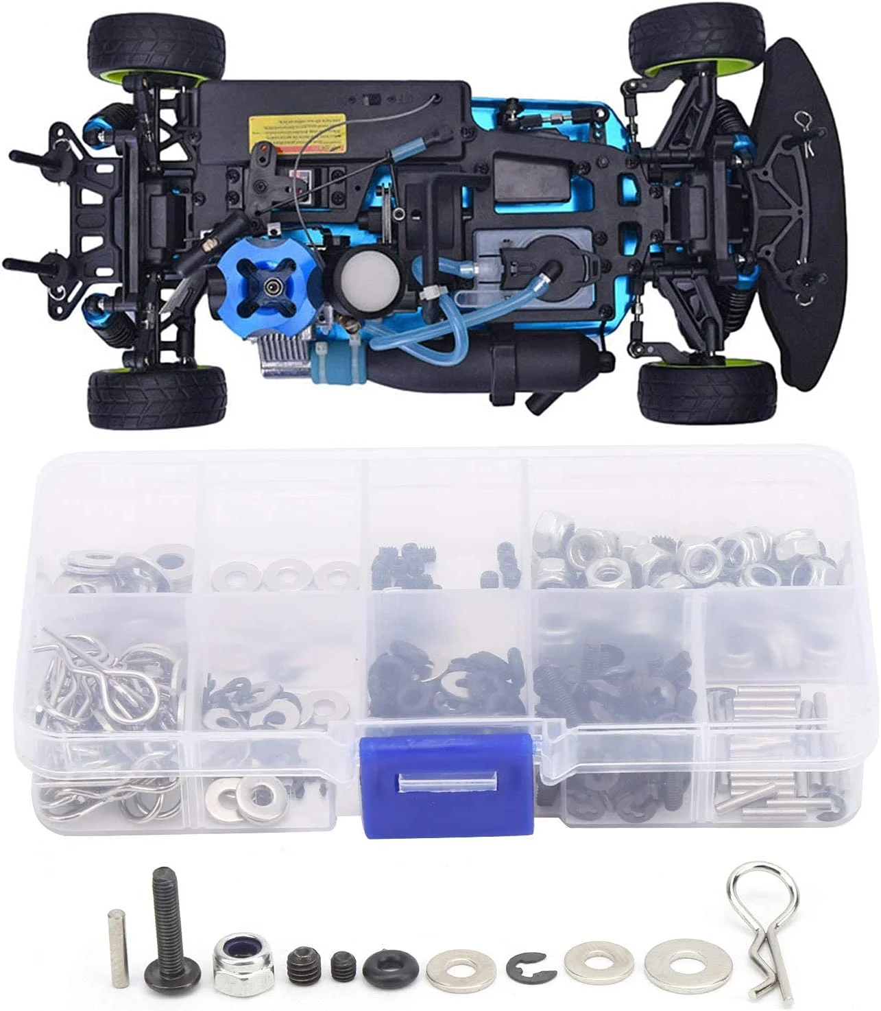 کیت پیچ RC KAKK 340PCS مهره ها پیچ و مهره واشر سخت افزار بست ابزار تعمیر RC مناسب برای ماشین RC HSP 1/10 کیت پیچ RC KAKK 340PCS مهره ها پیچ و مهره واشر سخت افزار بست ابزار تعمیر RC مناسب برای ماشین RC HSP 1/10