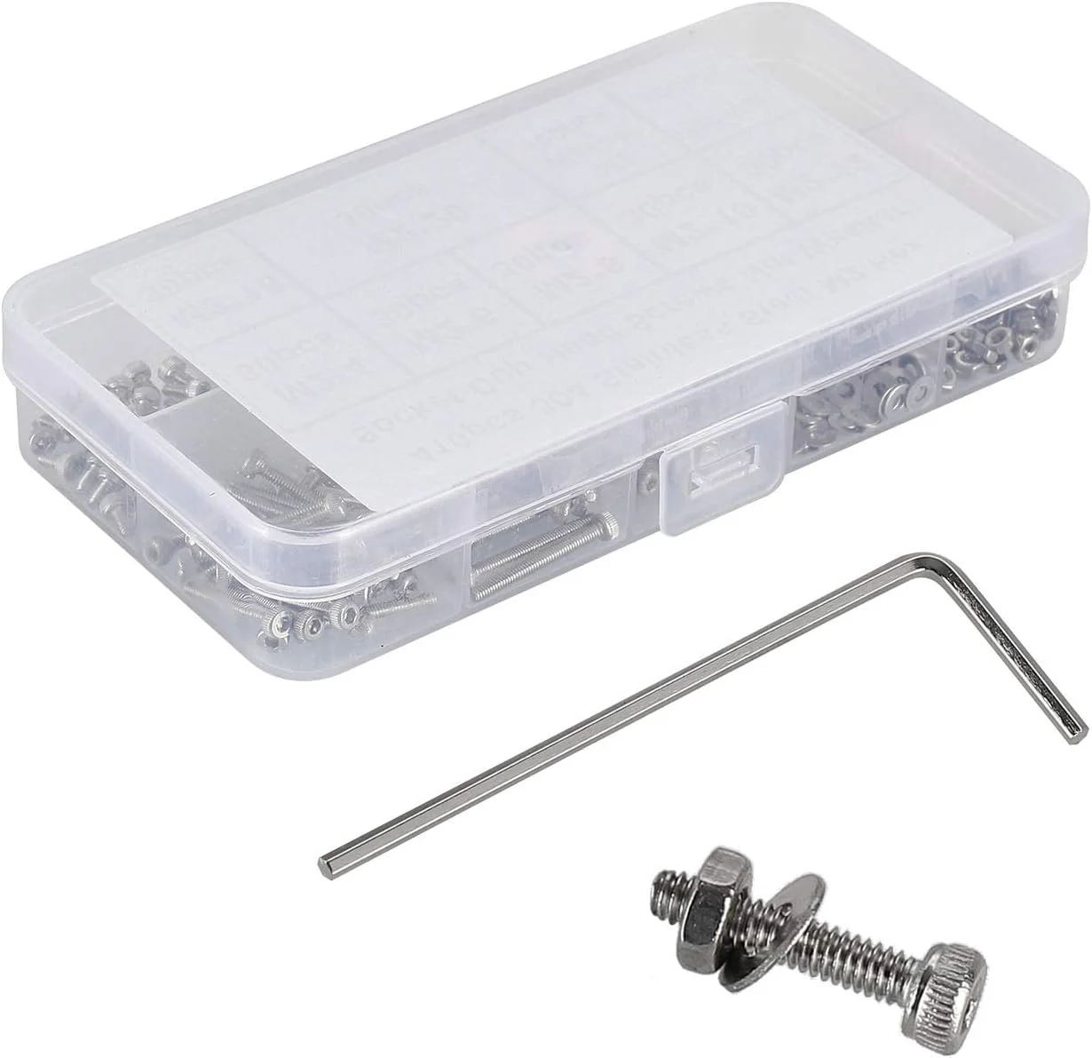 مجموعه 410 عددی پیچ و مهره و واشر سر استوانه ای آلن خور M2 هانتوف، شامل پیچ های M2 در اندازه های 4mm/6mm/8mm/10mm/12mm/16mm/20mm به همراه آچار آلن، پیچ های ماشینی M2، ساخته شده از استیل ضد زنگ 304 مجموعه 410 عددی پیچ و مهره و واشر سر استوانه ای آلن خور M2 هانتوف، شامل پیچ های M2 در اندازه های 4mm/6mm/8mm/10mm/12mm/16mm/20mm به همراه آچار آلن، پیچ های ماشینی M2، ساخته شده از استیل ضد زنگ 304