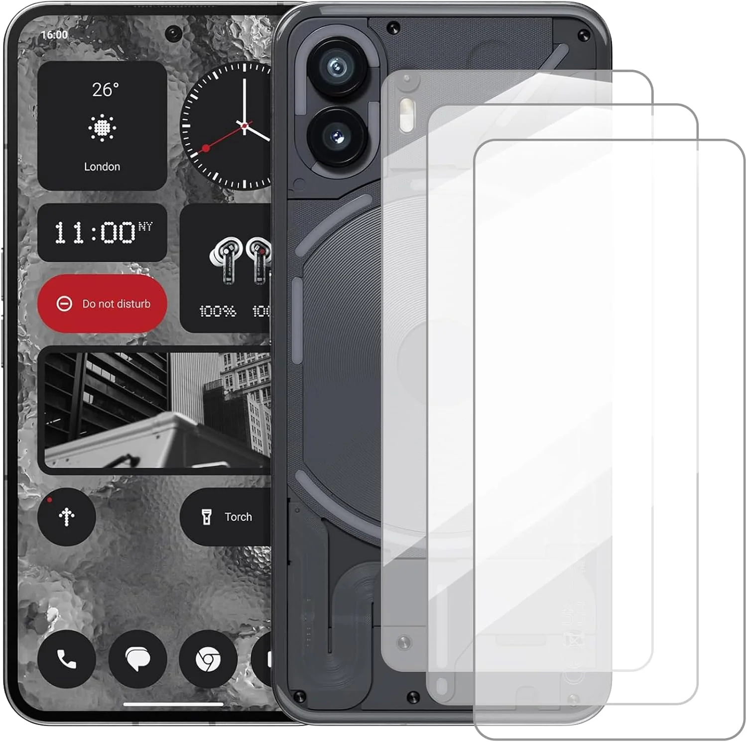 محافظ صفحه نمایش دامولون سازگار با ناتینگ فون (2) (6.7 اینچ) [بسته 3 عددی] محافظ صفحه نمایش شیشه ای حرارت دیده مناسب برای ناتینگ فون (2)