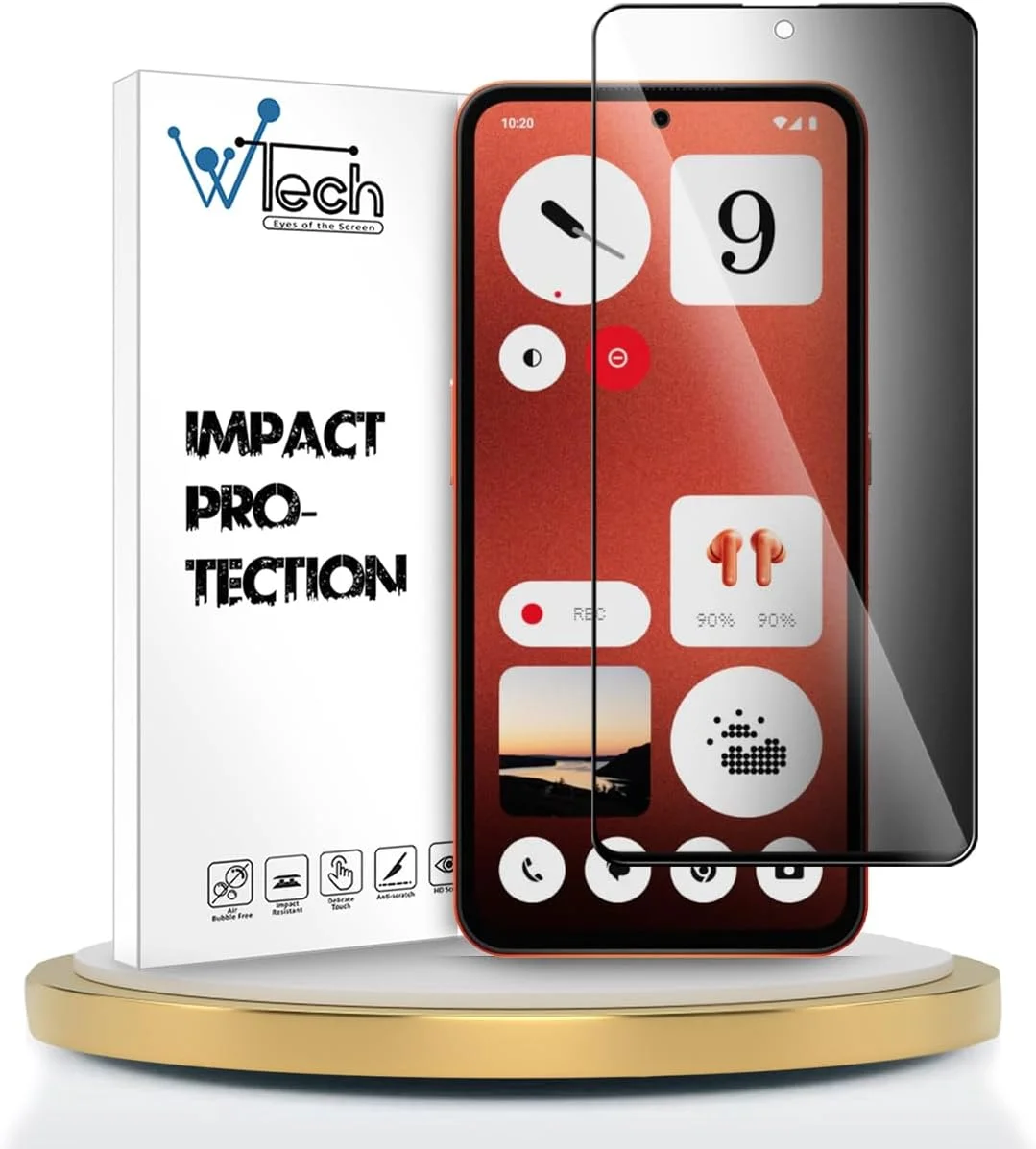 محافظ صفحه نمایش برای ناتینگ CMF Phone 1 5G 2024 (شیشه حرارت دیده WTech Premium E2E Series Privacy Full Glue Full Cover - شفاف/مشکی)