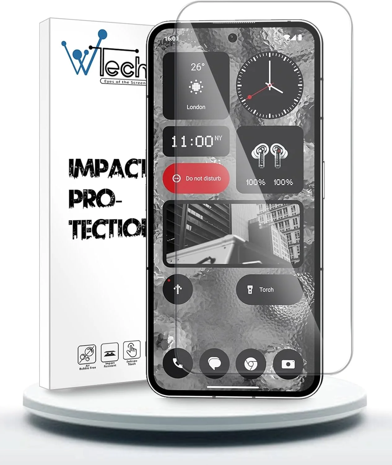 محافظ صفحه نمایش شیشه ای برای ناتینگ فون (2) 5G مدل 2023 (سری WTech Premium لبه های منحنی 9H 2.5D - شفاف)