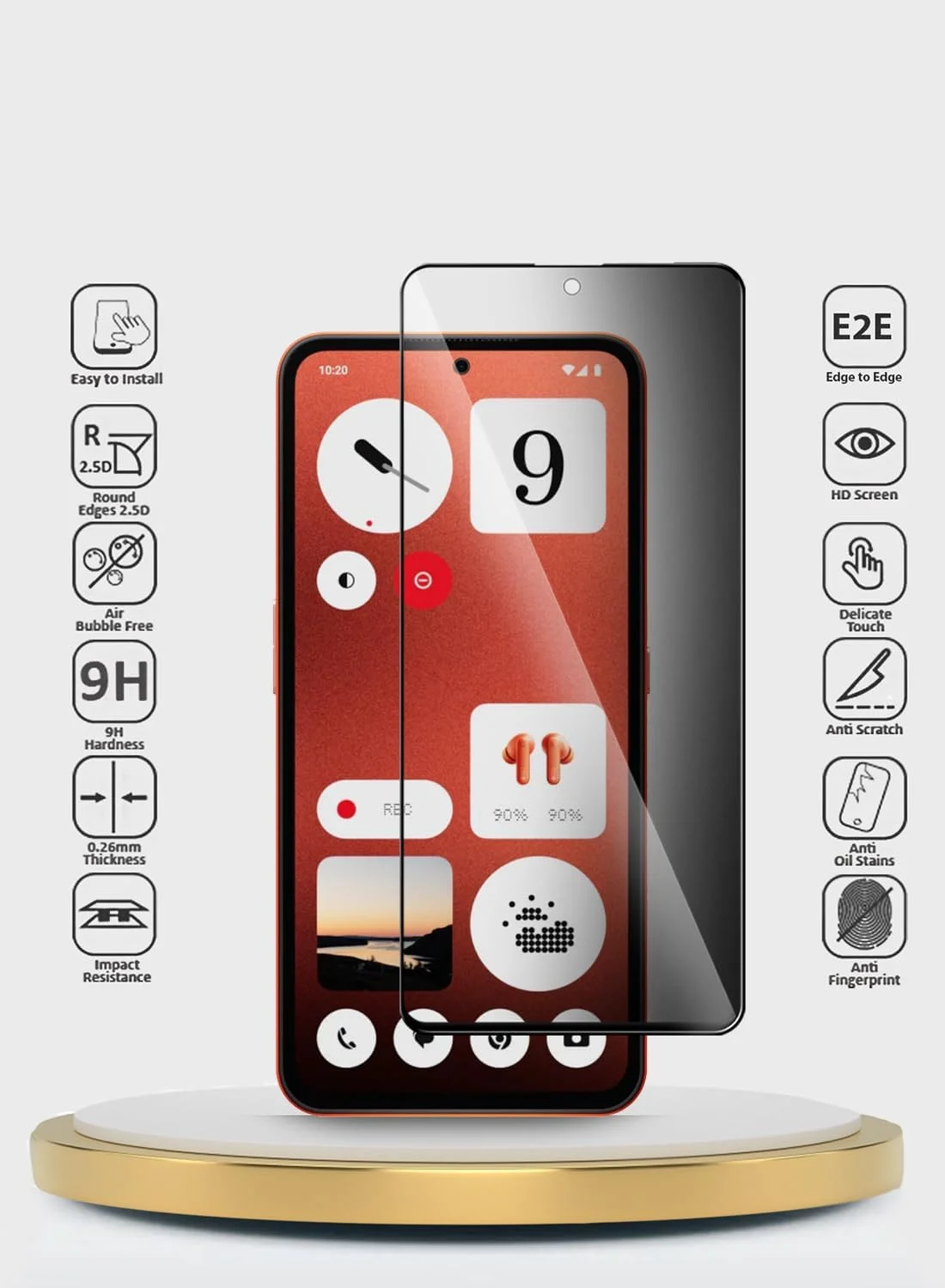 محافظ صفحه نمایش برای ناتینگ CMF Phone 1 5G 2024 (شیشه حرارت دیده WTech Premium E2E Series Privacy Full Glue Full Cover - شفاف/مشکی)