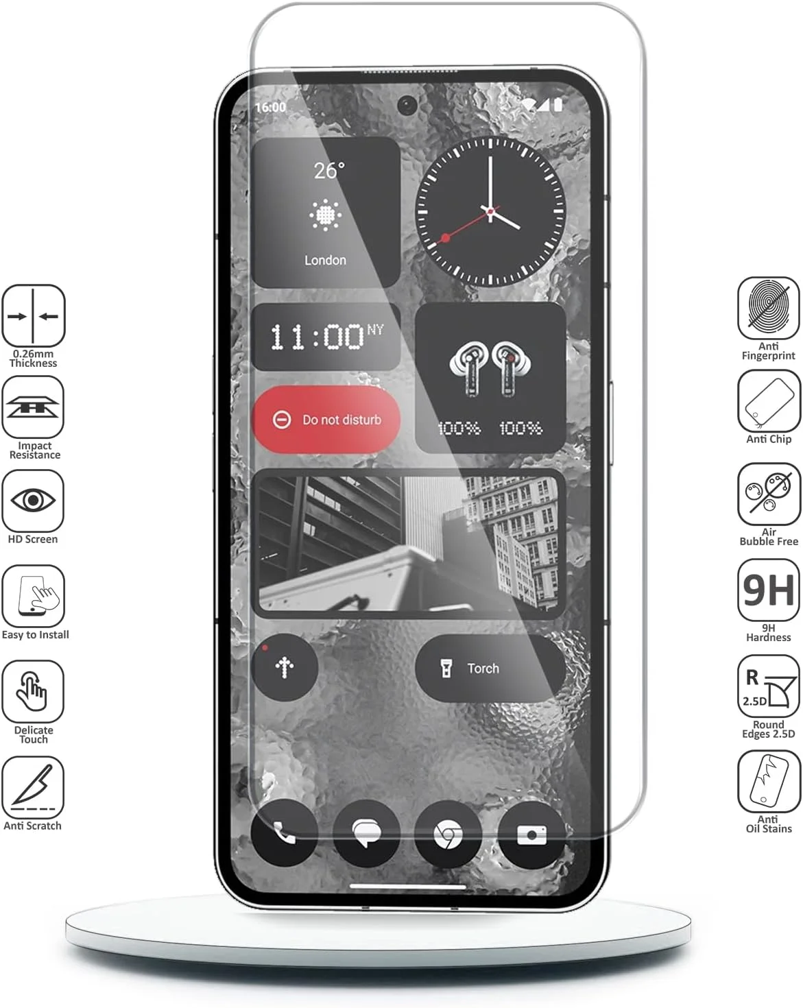 محافظ صفحه نمایش شیشه ای برای ناتینگ فون (2) 5G مدل 2023 (سری WTech Premium لبه های منحنی 9H 2.5D - شفاف)