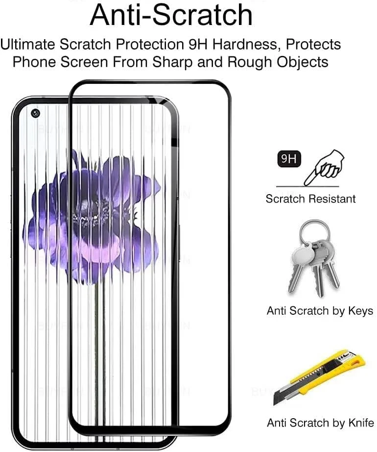 محافظ صفحه نمایش EXELLE [بسته 2 عددی] برای ناتینگ فون 1 5G، محافظ صفحه نمایش شیشه ای حرارت دیده ممتاز فوق العاده باریک HD 2.5D Pro-Fit برای ناتینگ فون 2022 - مشکی