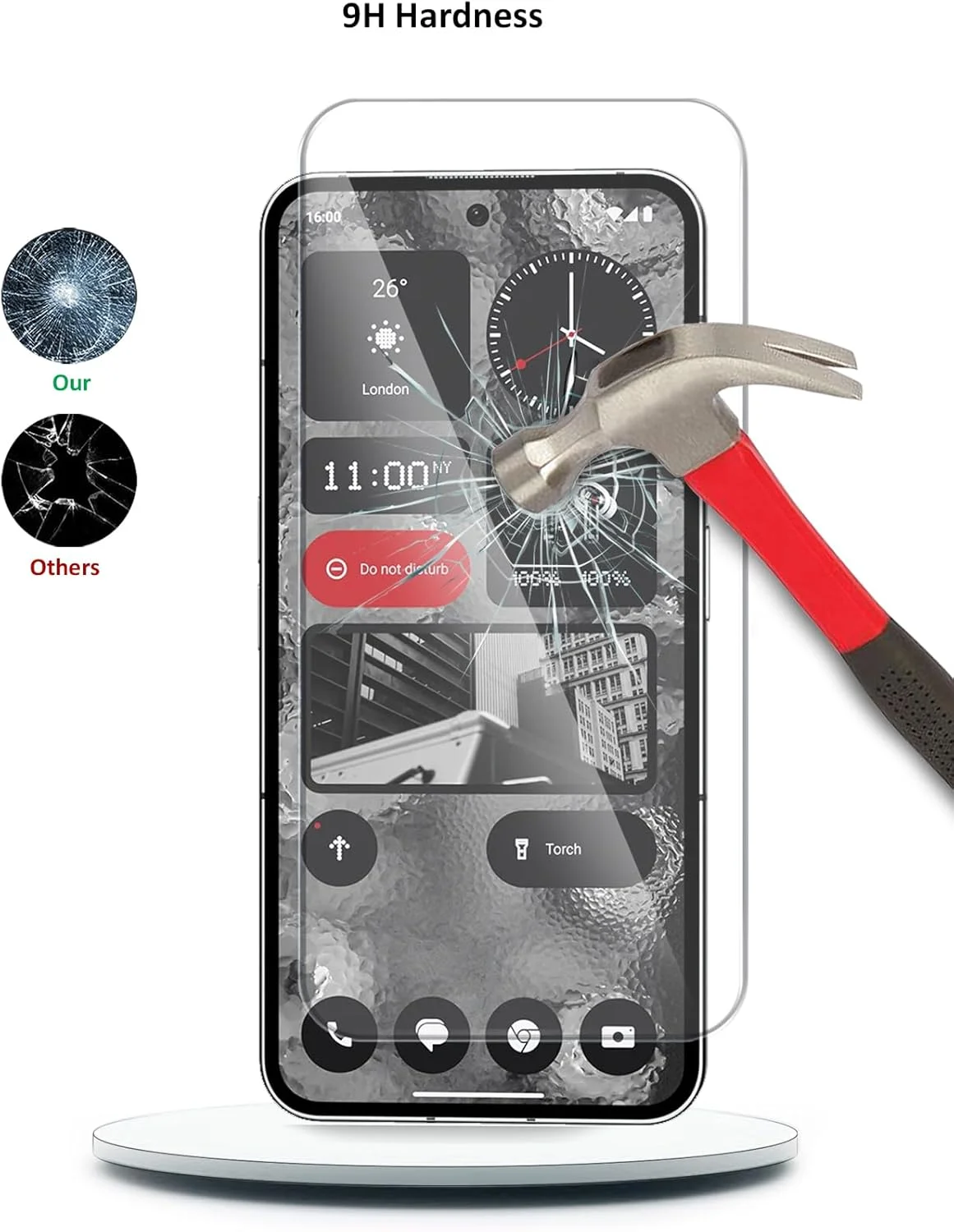 محافظ صفحه نمایش شیشه ای برای ناتینگ فون (2) 5G مدل 2023 (سری WTech Premium لبه های منحنی 9H 2.5D - شفاف)