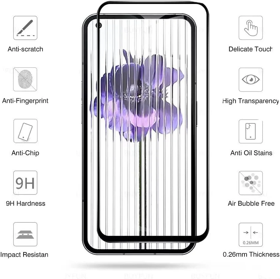 محافظ صفحه نمایش EXELLE [بسته 2 عددی] برای ناتینگ فون 1 5G، محافظ صفحه نمایش شیشه ای حرارت دیده ممتاز فوق العاده باریک HD 2.5D Pro-Fit برای ناتینگ فون 2022 - مشکی