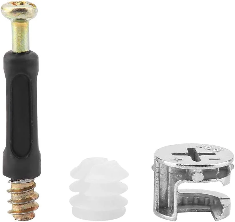 اتصال دهنده کابینت مبلمان 25 عددی، اتصالات بادامک ضخیم اتصال دهنده مبلمان کابینت با میله و مهره از پیش وارد شده، بست های قفل بادامک مبلمان، پین های مهره و پیچ