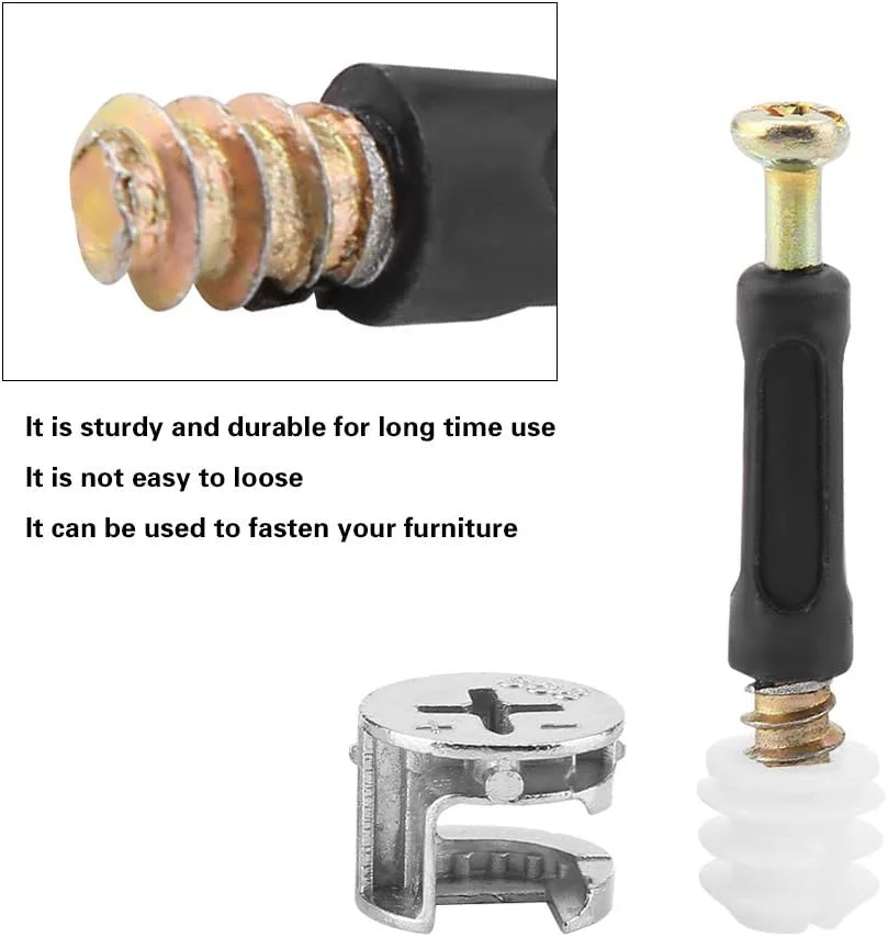 اتصال دهنده کابینت مبلمان 25 عددی، اتصالات بادامک ضخیم اتصال دهنده مبلمان کابینت با میله و مهره از پیش وارد شده، بست های قفل بادامک مبلمان، پین های مهره و پیچ