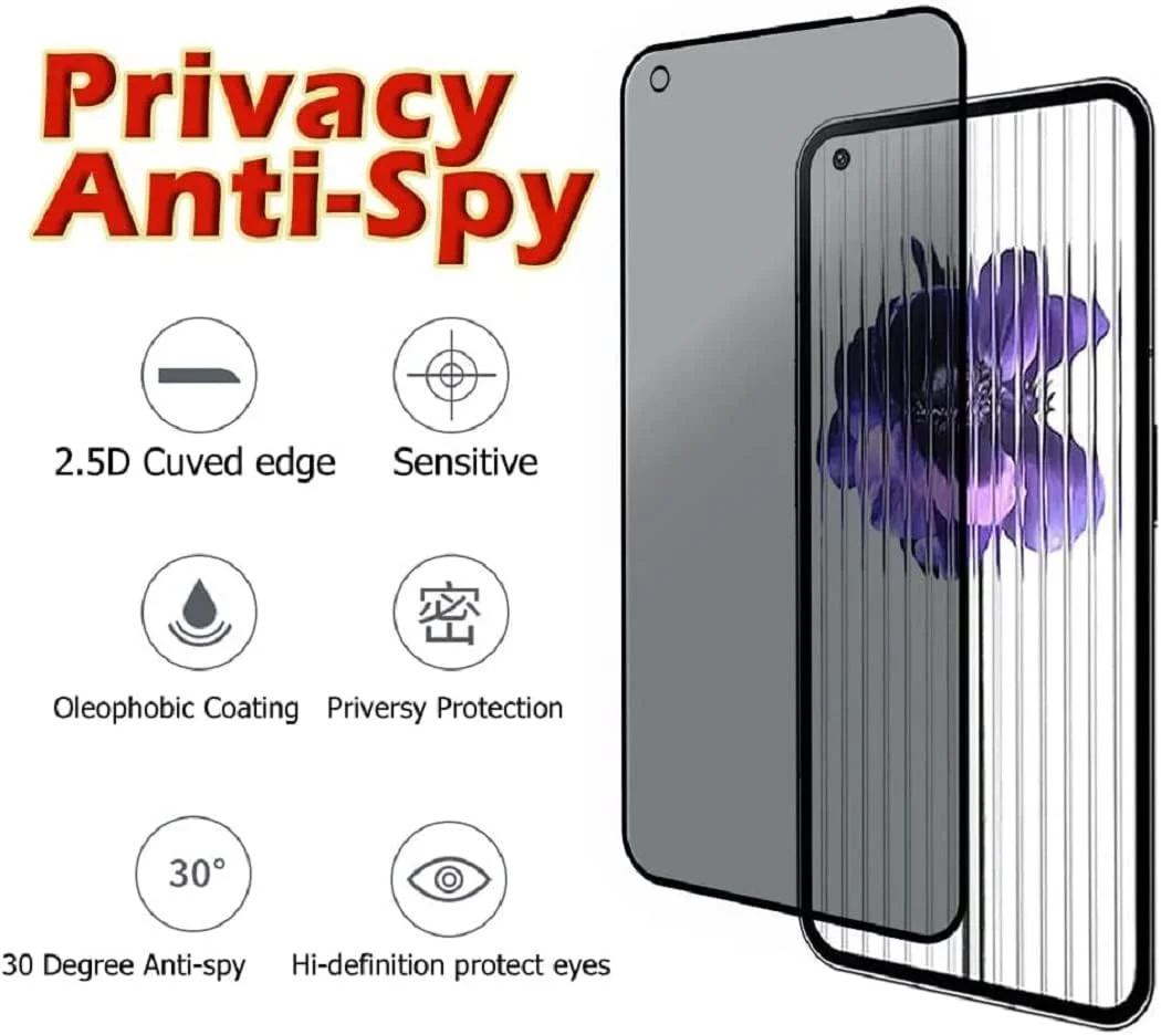 محافظ صفحه نمایش ضد جاسوسی 2 عددی Hkess برای Nothing Phone (1) - محافظ صفحه نمایش حریم خصوصی تمام صفحه، فیلم شیشه ای سخت شده سه بعدی، محافظ پوشش کامل ضد خش با سختی 9H