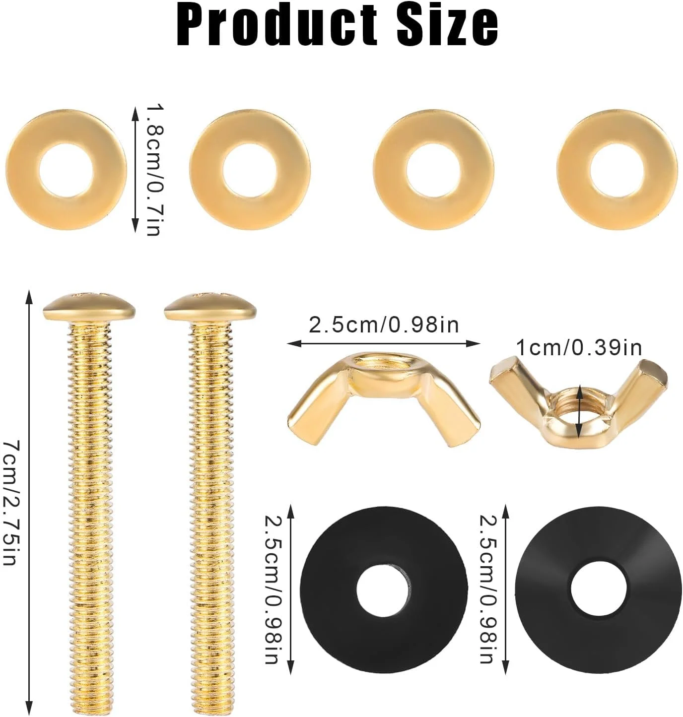 کیت جایگزینی پیچ های درب توالت، بست درب توالت استیل ضد زنگ با واشر، مهره و پیچ بالدار برای لولا های سخت افزاری نصب از بالا