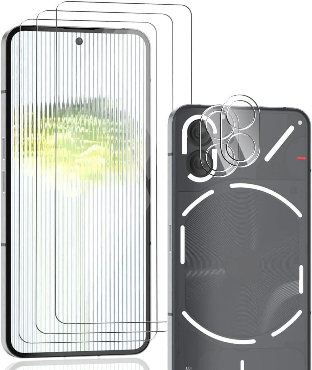محافظ صفحه نمایش شیشه ای حرارت دیده Zerrshoo برای Nothing Phone 2، شامل 3 عدد محافظ صفحه نمایش و 2 عدد محافظ لنز شیشه ای حرارت دیده ضد خش HD محافظ صفحه نمایش شیشه ای حرارت دیده Zerrshoo برای Nothing Phone 2، شامل 3 عدد محافظ صفحه نمایش و 2 عدد محافظ لنز شیشه ای حرارت دیده ضد خش HD