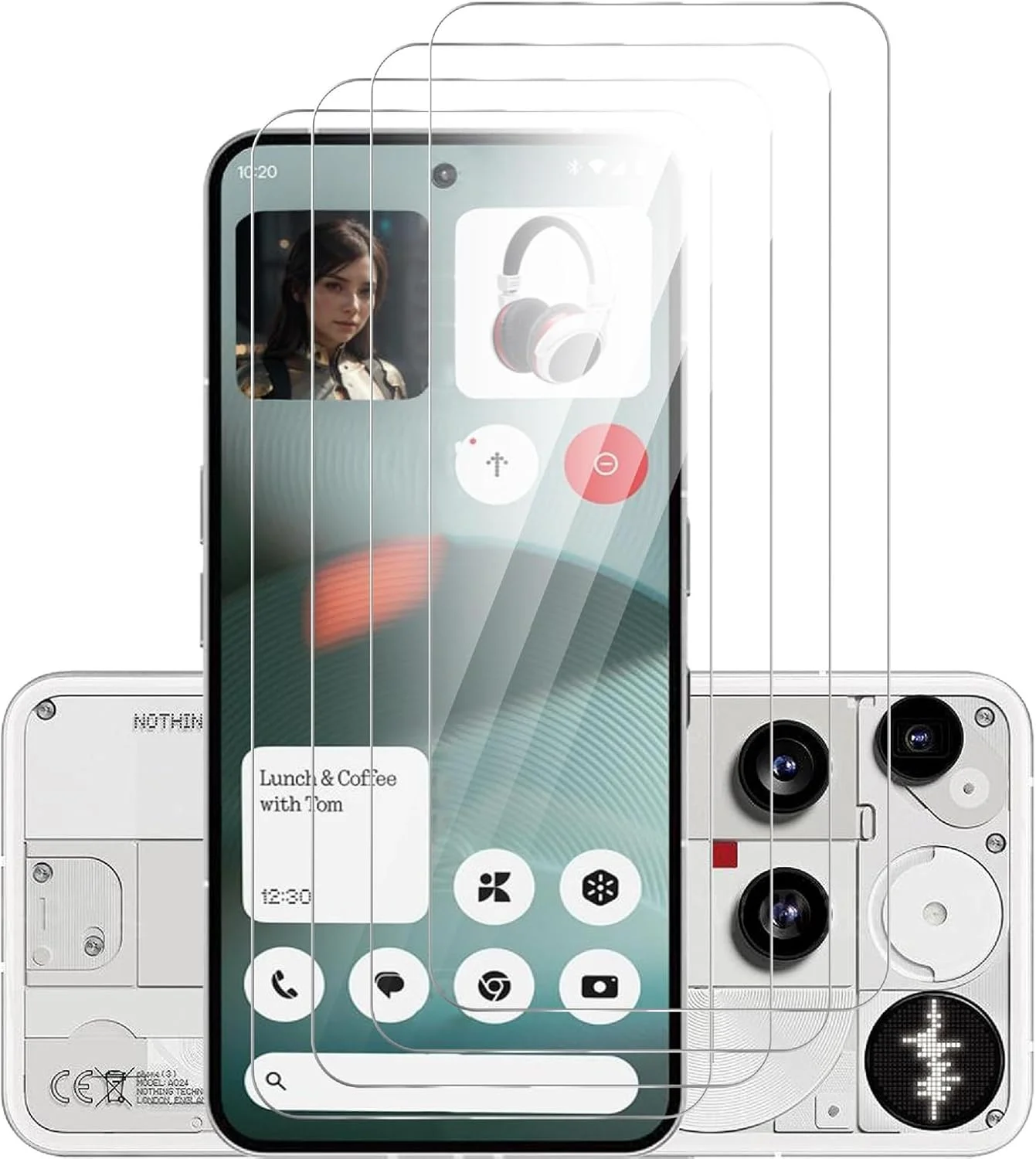 محافظ صفحه نمایش شیشه ای تمپرد سازگار با Nothing Phone (3)/Nothing Phone 3، انتقال نور بالا، مقاوم در برابر خراش، سازگار با قاب، 4 عدد محافظ صفحه نمایش شیشه ای تمپرد سازگار با Nothing Phone (3)/Nothing Phone 3، انتقال نور بالا، مقاوم در برابر خراش، سازگار با قاب، 4 عدد