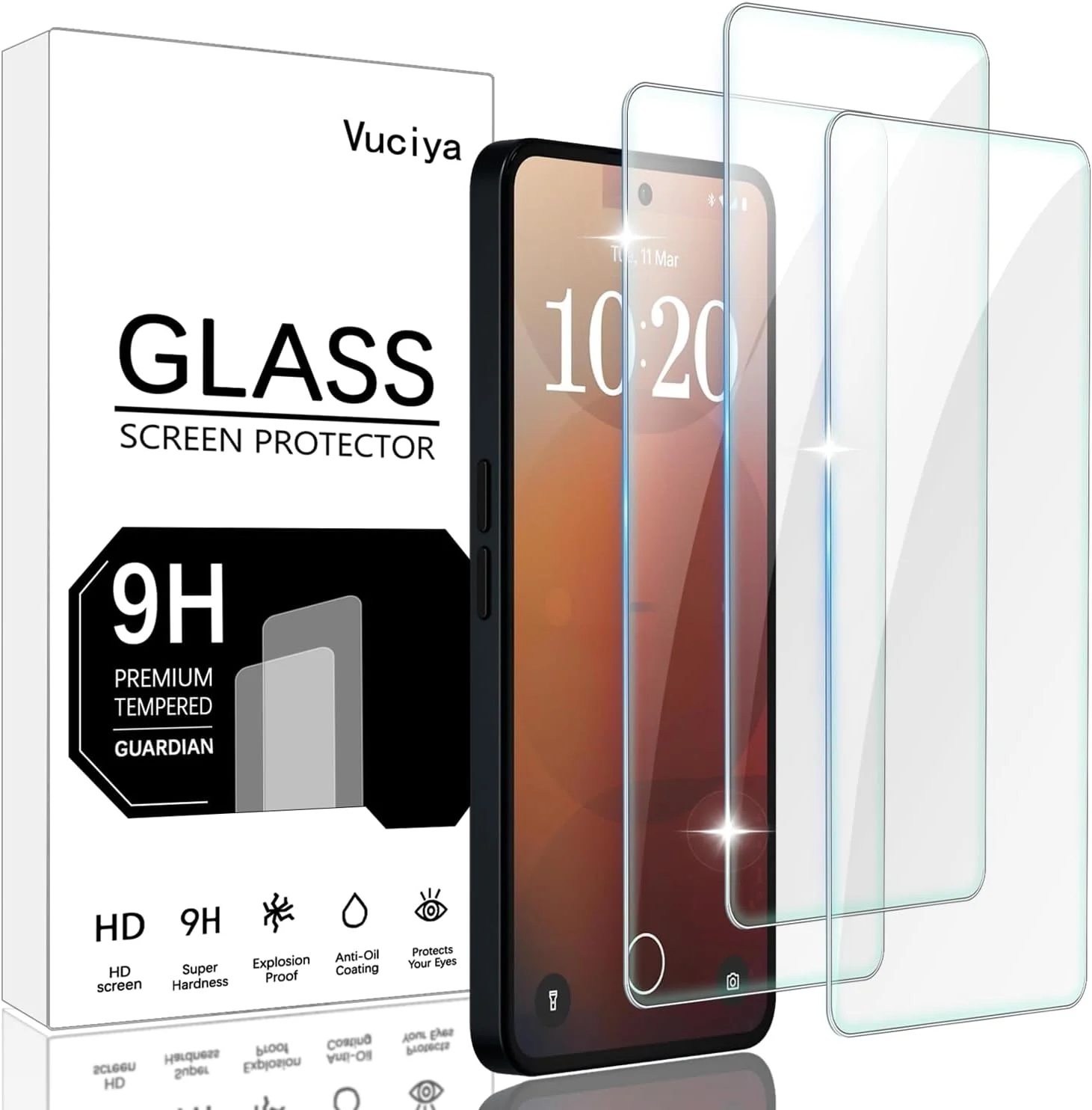 محافظ صفحه نمایش Vuciya سازگار با Nothing Phone 3a Pro، شیشه حرارت دیده با سختی 9H، فیلم محافظ ضد خش شفاف HD، برای Nothing Phone 3a، بسته 3 عددی محافظ صفحه نمایش Vuciya سازگار با Nothing Phone 3a Pro، شیشه حرارت دیده با سختی 9H، فیلم محافظ ضد خش شفاف HD، برای Nothing Phone 3a، بسته 3 عددی