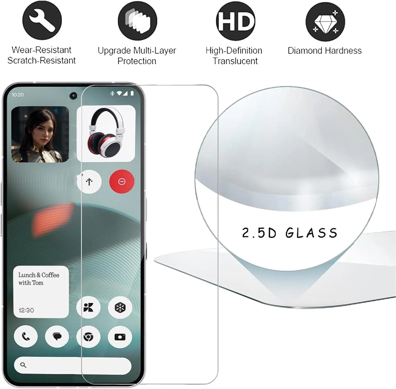 محافظ صفحه نمایش شیشه ای تمپرد سازگار با Nothing Phone (3)/Nothing Phone 3، انتقال نور بالا، مقاوم در برابر خراش، سازگار با قاب، 4 عدد