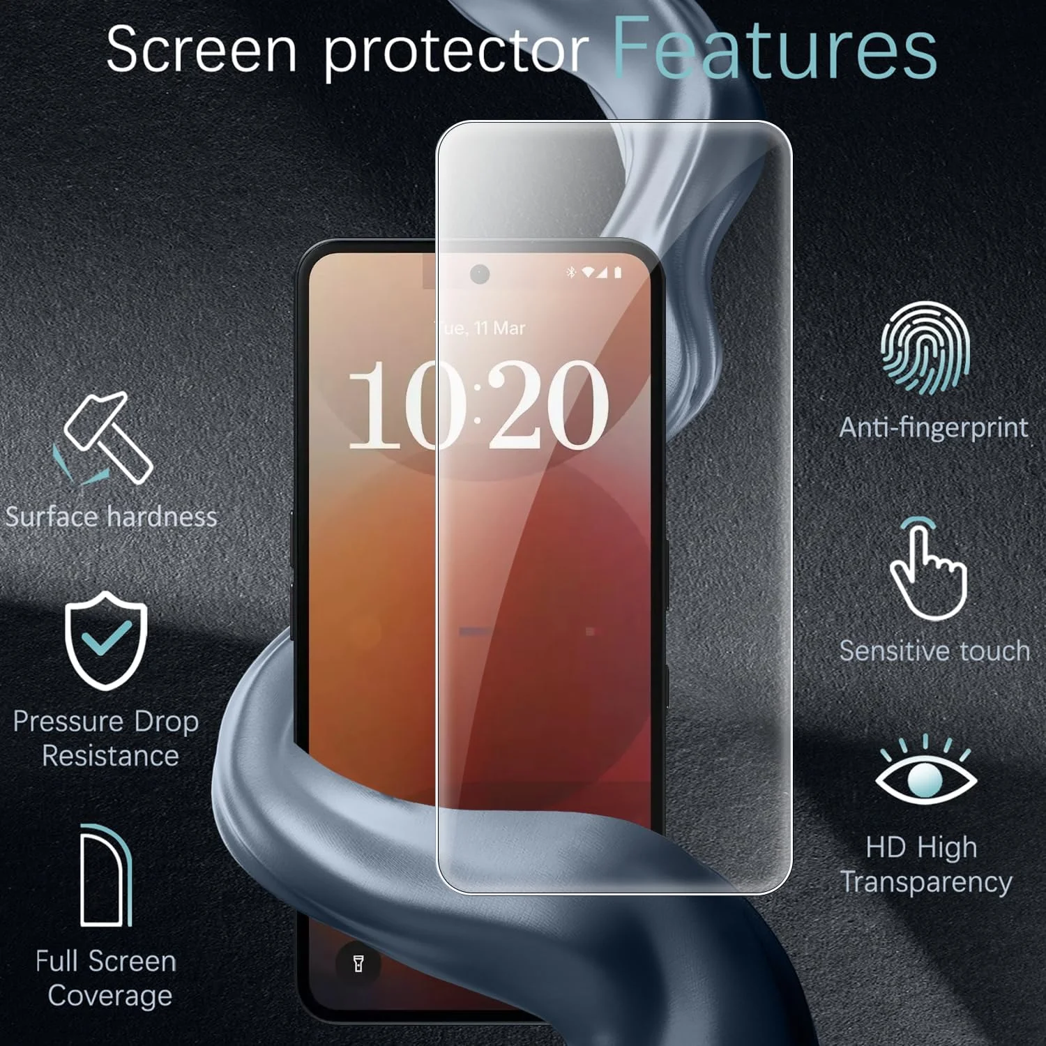 محافظ صفحه نمایش Vuciya سازگار با Nothing Phone 3a Pro، شیشه حرارت دیده با سختی 9H، فیلم محافظ ضد خش شفاف HD، برای Nothing Phone 3a، بسته 3 عددی