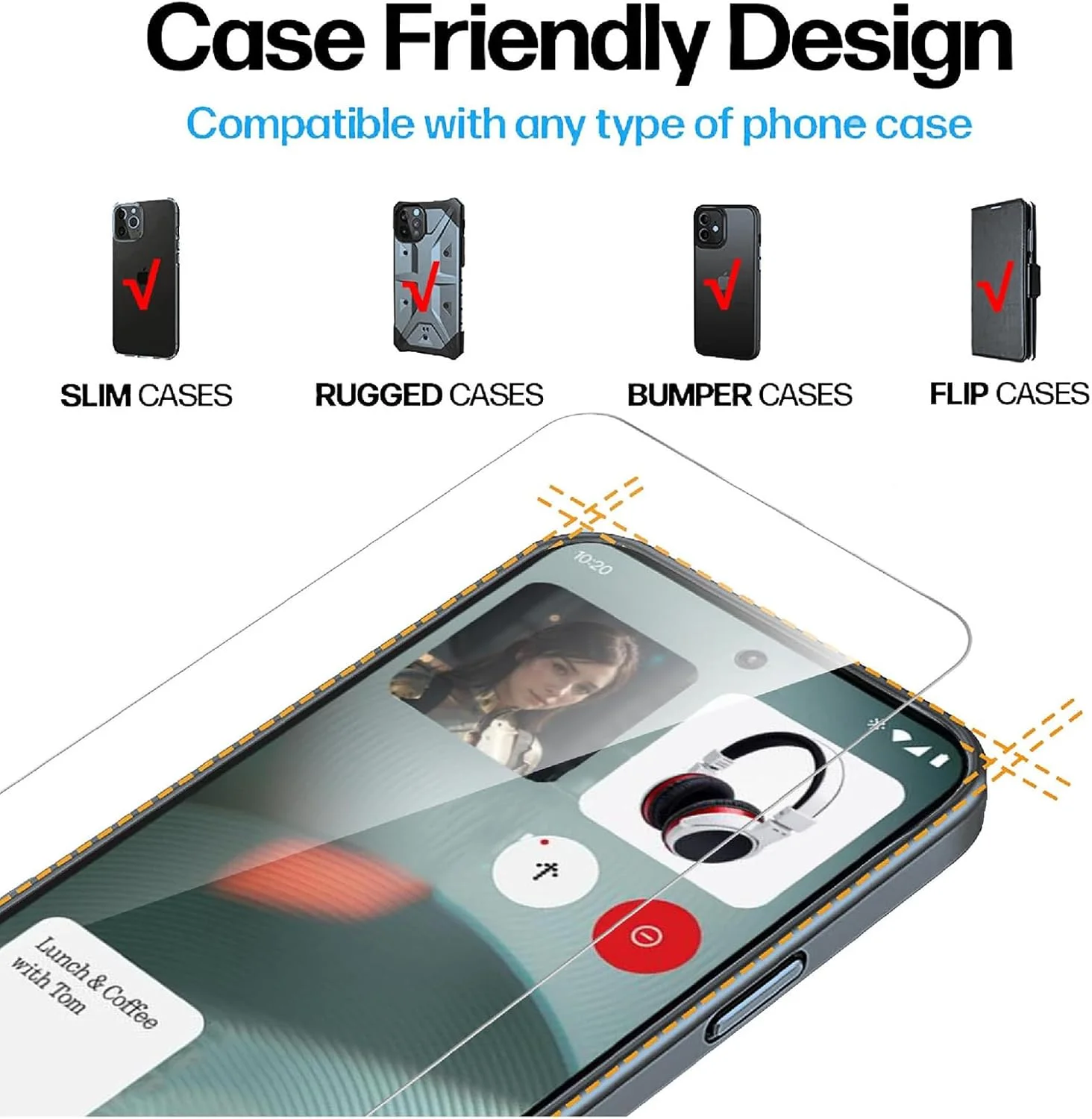 محافظ صفحه نمایش شیشه ای تمپرد سازگار با Nothing Phone (3)/Nothing Phone 3، انتقال نور بالا، مقاوم در برابر خراش، سازگار با قاب، 4 عدد