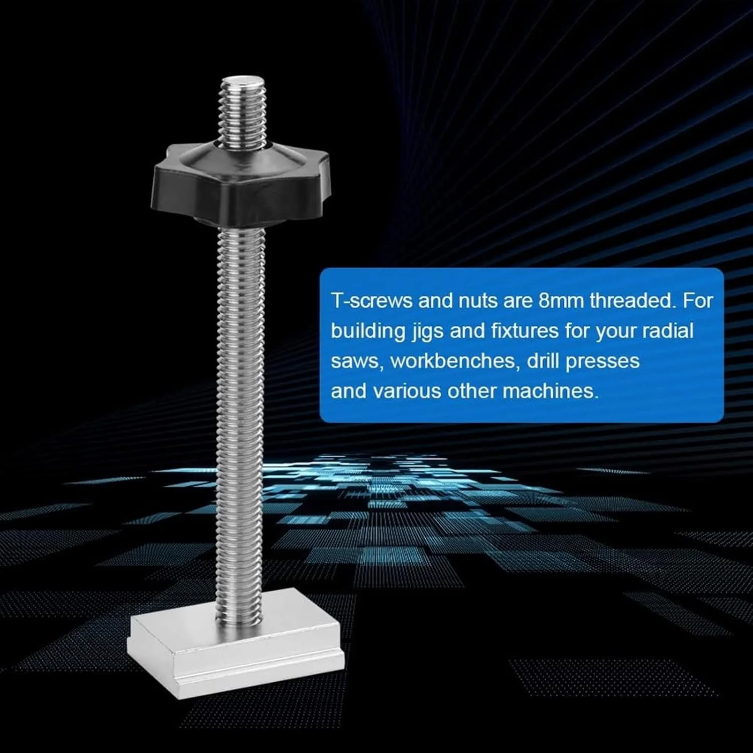 مجموعه 18 عددی بست های T-Slot فروشگاه THE WHITE SHOP از جنس آلیاژ آلومینیوم با مهره های استیل ضد زنگ و دستگیره های پلاستیکی برای ماشین آلات نجاری و فلزکاری، فیکسچرها، جیگ ها، بستن، موقعیت یابی و تثبیت قطعات کار مجموعه 18 عددی بست های T-Slot فروشگاه THE WHITE SHOP از جنس آلیاژ آلومینیوم با مهره های استیل ضد زنگ و دستگیره های پلاستیکی برای ماشین آلات نجاری و فلزکاری، فیکسچرها، جیگ ها، بستن، موقعیت یابی و تثبیت قطعات کار