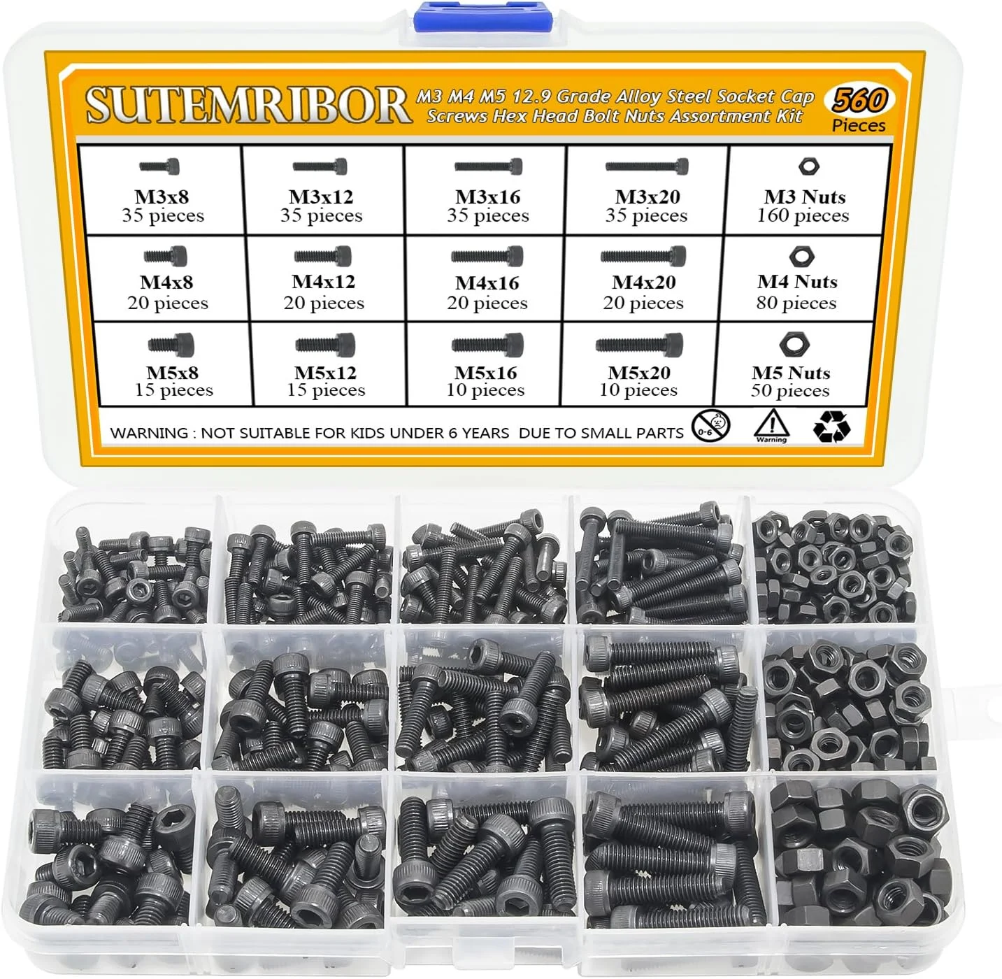 کیت پیچ و مهره آلیاژ فولادی سوکت سر M3 M4 M5، پیچ های سر شش گوش کیت پیچ و مهره آلیاژ فولادی سوکت سر M3 M4 M5، پیچ های سر شش گوش
