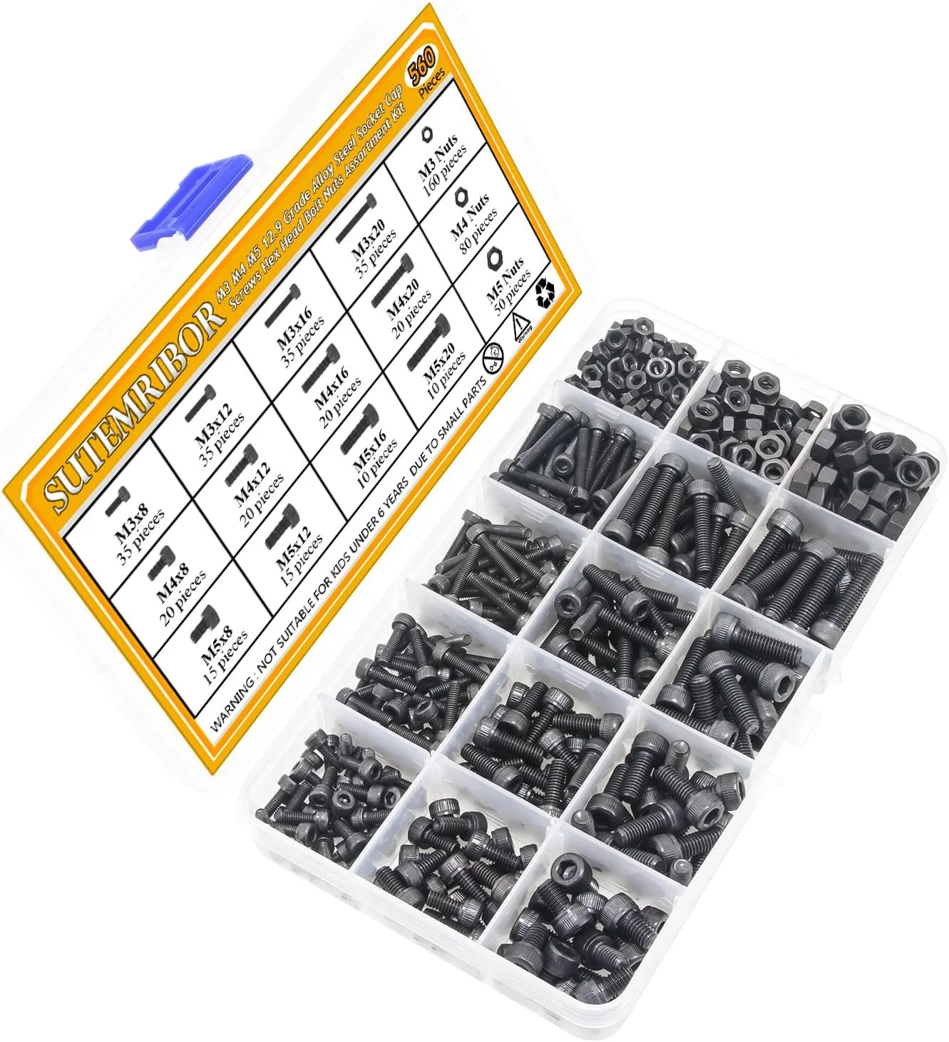 کیت پیچ و مهره آلیاژ فولادی سوکت سر M3 M4 M5، پیچ های سر شش گوش کیت پیچ و مهره آلیاژ فولادی سوکت سر M3 M4 M5، پیچ های سر شش گوش