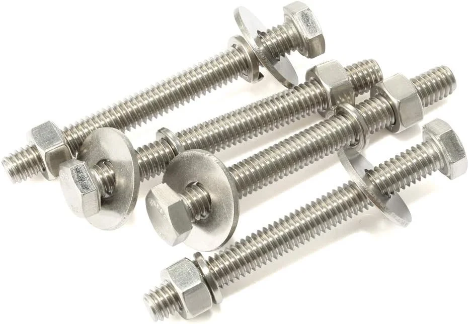 مجموعه 8 عددی پیچ و مهره Mellewell، پیچ های سر شش گوش 1/4-20 x 4 اینچ، مهره ها، واشرهای تخت و قفلی بسیار بزرگ و ضخیم، رزوه کامل، استیل ضد زنگ 18-8، پرداخت براق مجموعه 8 عددی پیچ و مهره Mellewell، پیچ های سر شش گوش 1/4-20 x 4 اینچ، مهره ها، واشرهای تخت و قفلی بسیار بزرگ و ضخیم، رزوه کامل، استیل ضد زنگ 18-8، پرداخت براق