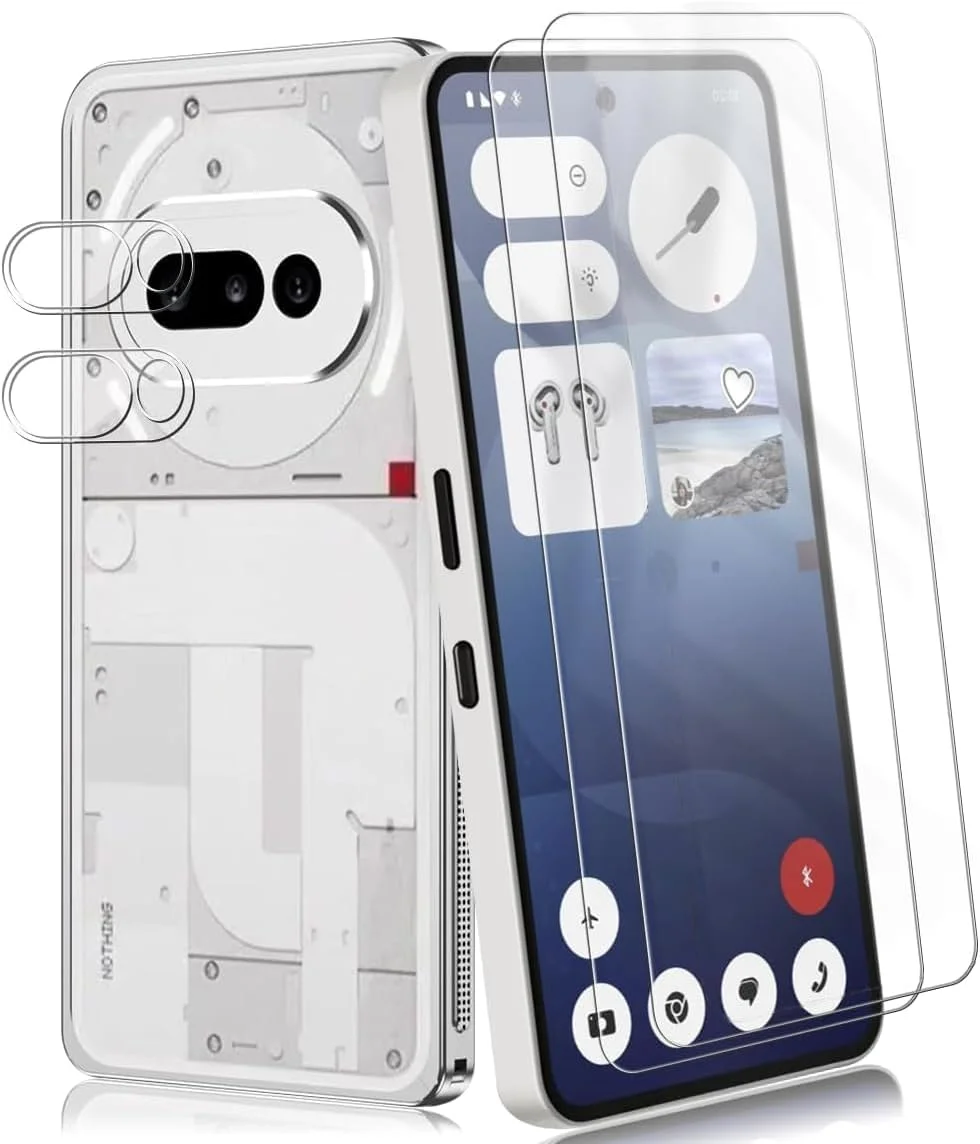 محافظ صفحه نمایش سازگار با Nothing Phone 3A 5G، [بسته 2+2] شیشه حرارت دیده + محافظ لنز دوربین، [ضد خش] [بدون حباب] سختی 9H فیلم شفاف HD برای Nothing Phone (3a) 5G
