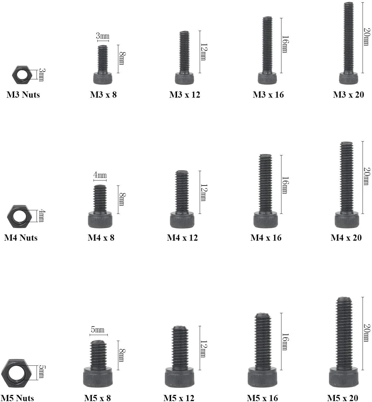 کیت پیچ و مهره آلیاژ فولادی سوکت سر M3 M4 M5، پیچ های سر شش گوش کیت پیچ و مهره آلیاژ فولادی سوکت سر M3 M4 M5، پیچ های سر شش گوش