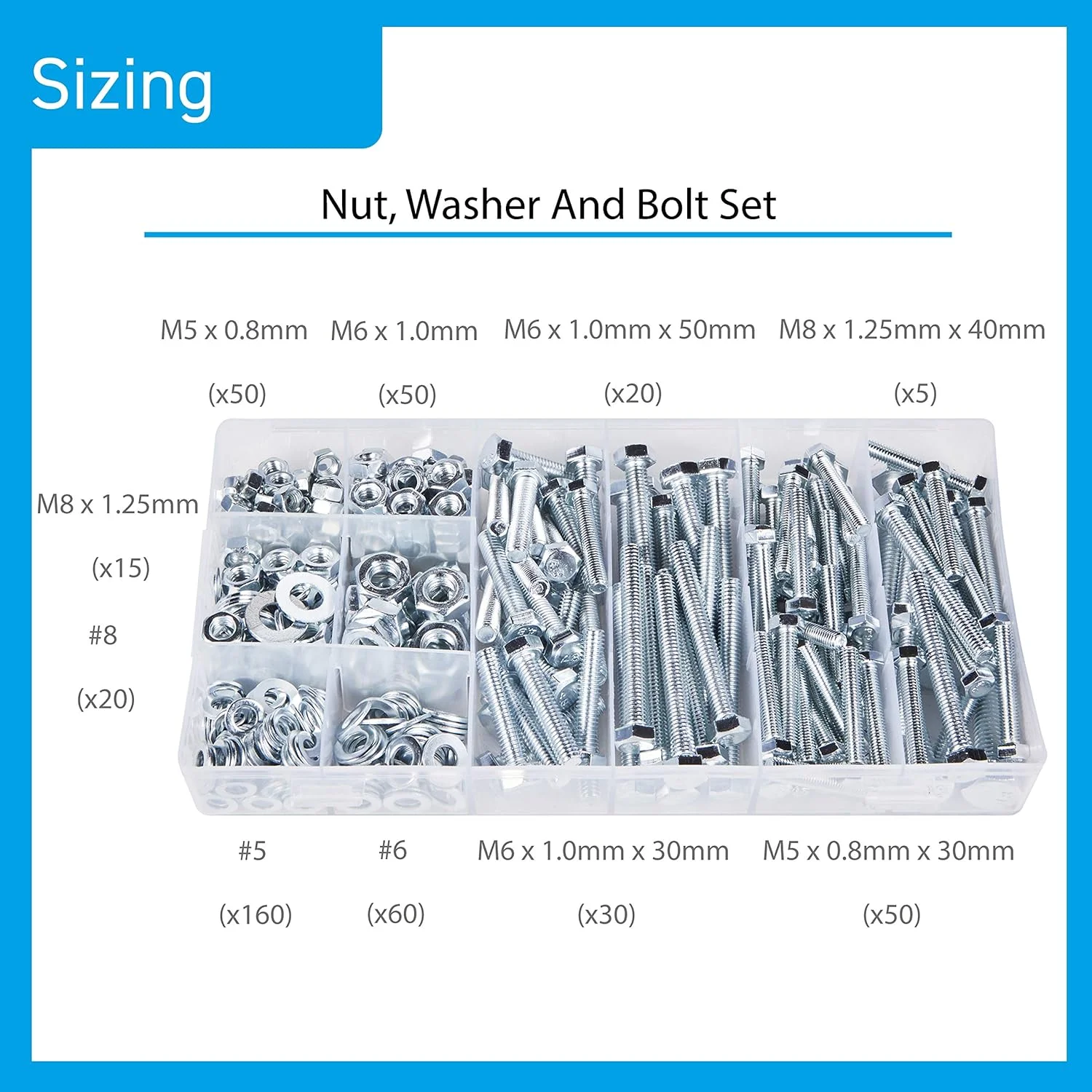 مجموعه مهره، واشر و پیچ 460 تکه Blue Spot Tools 40516، نقره ای مجموعه مهره، واشر و پیچ 460 تکه Blue Spot Tools 40516، نقره ای