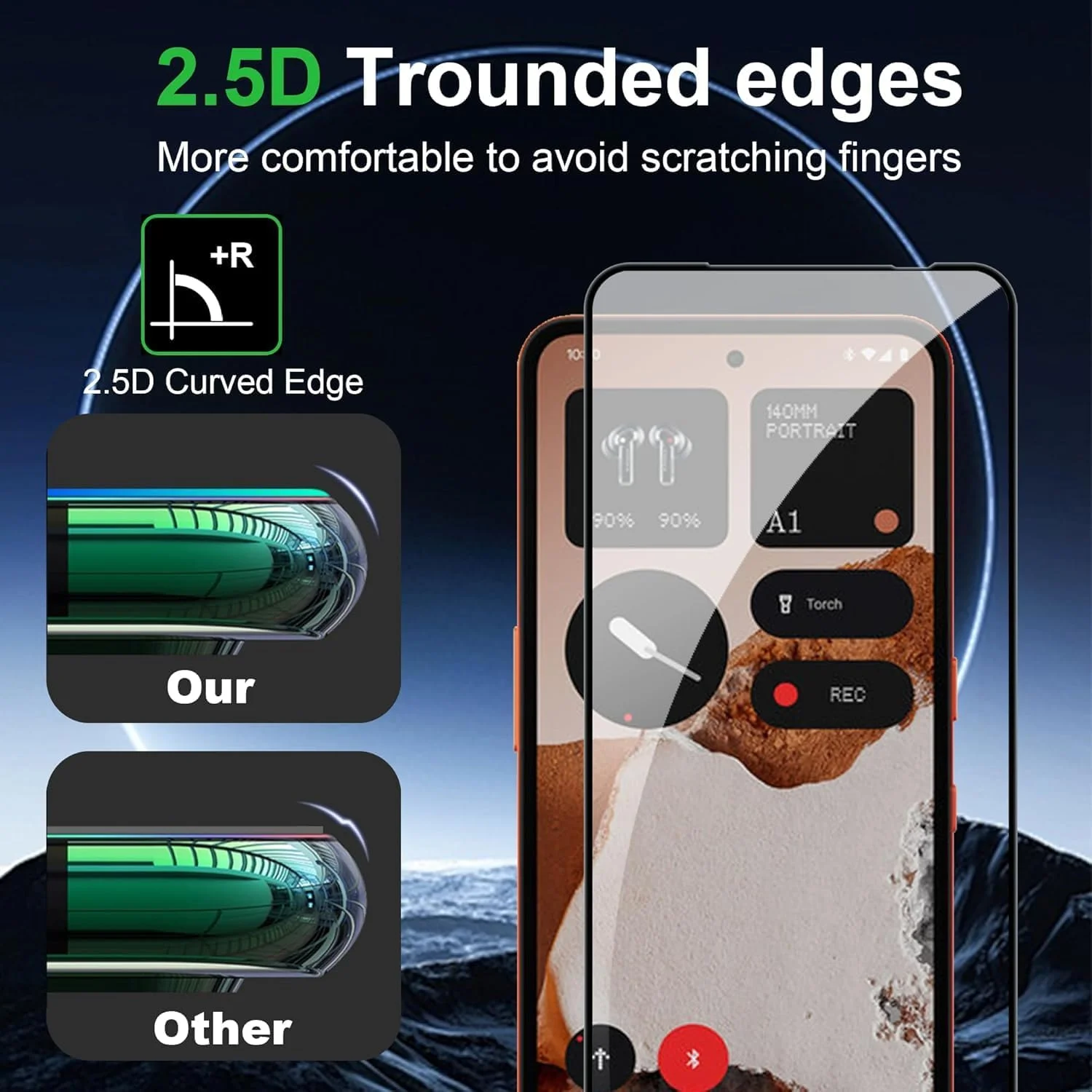 محافظ صفحه نمایش Nothing CMF Phone 2 Pro، چسب کامل، بدون حباب، ضد خش، ضد اثر انگشت، شیشه حرارت دیده لبه منحنی 3D با سختی 9H برای گوشی Nothing CMF Phone 2 Pro مشکی (2 عددی)