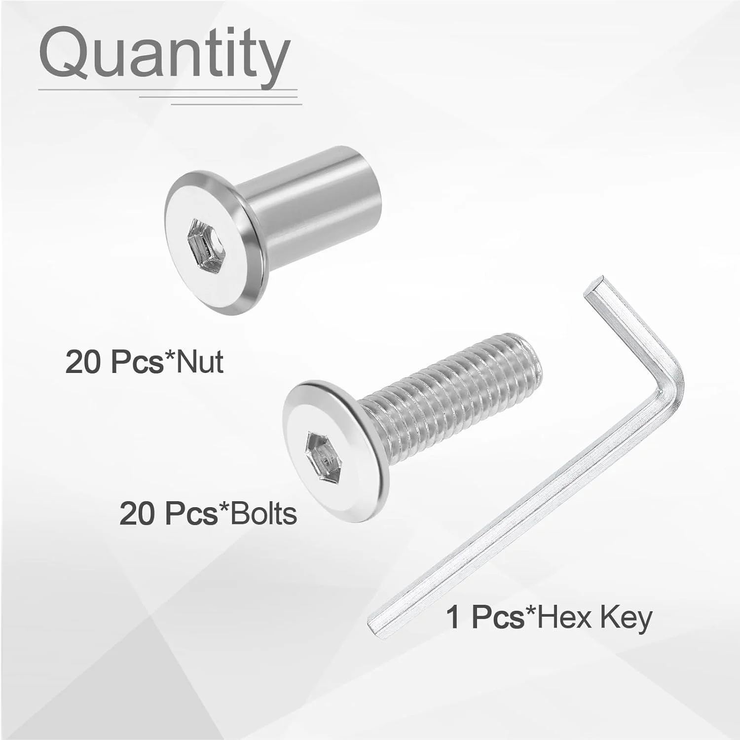 sourcing map 20 ست پیچ آلن M8x25mm و مهره M8x18mm با آچار آلن M5، پیچ و مهره اتصال مبلمان برای تسمه های خزینه دار مبلمان، نقره ای sourcing map 20 ست پیچ آلن M8x25mm و مهره M8x18mm با آچار آلن M5، پیچ و مهره اتصال مبلمان برای تسمه های خزینه دار مبلمان، نقره ای